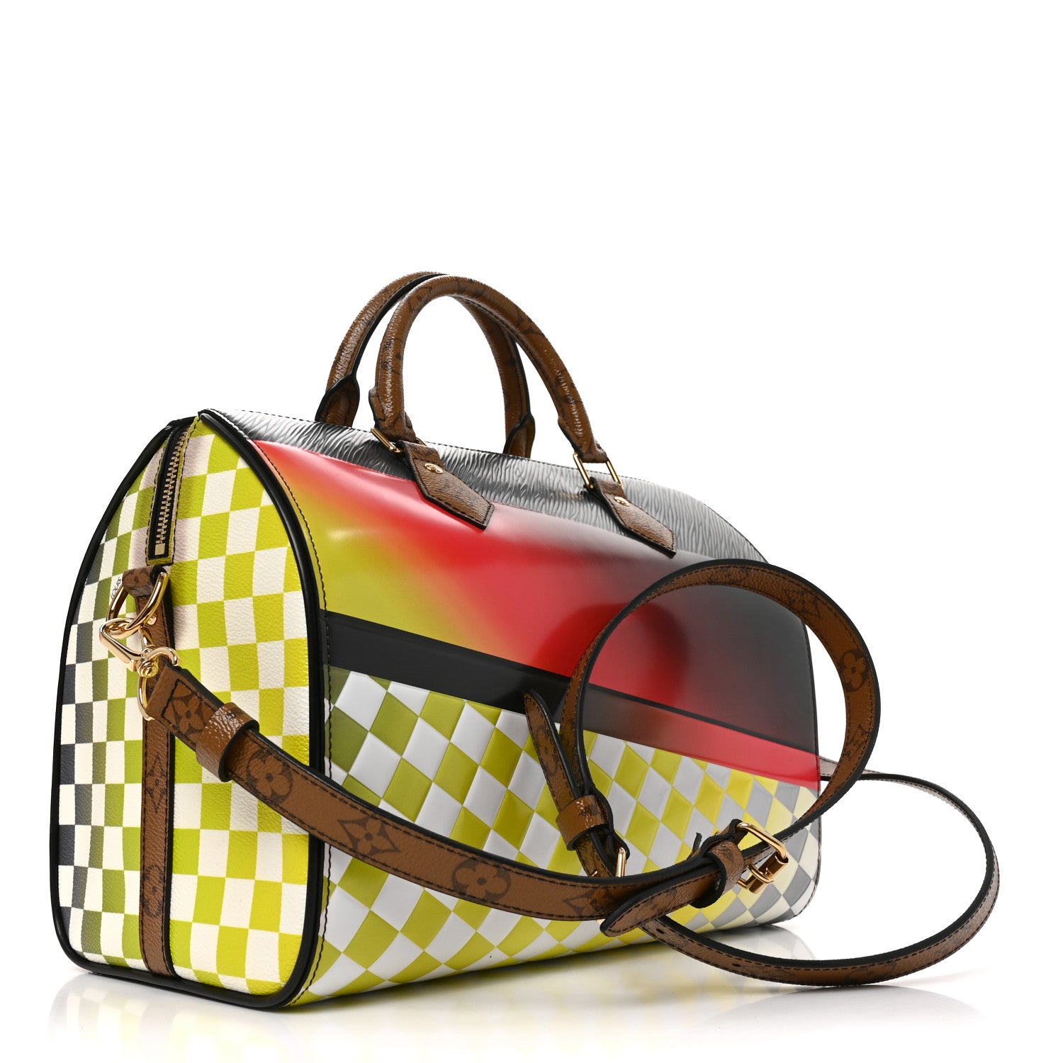 Epi Reverse Monogram Damier Race Speedy Bandouliere 30 Black Yellow — view 3