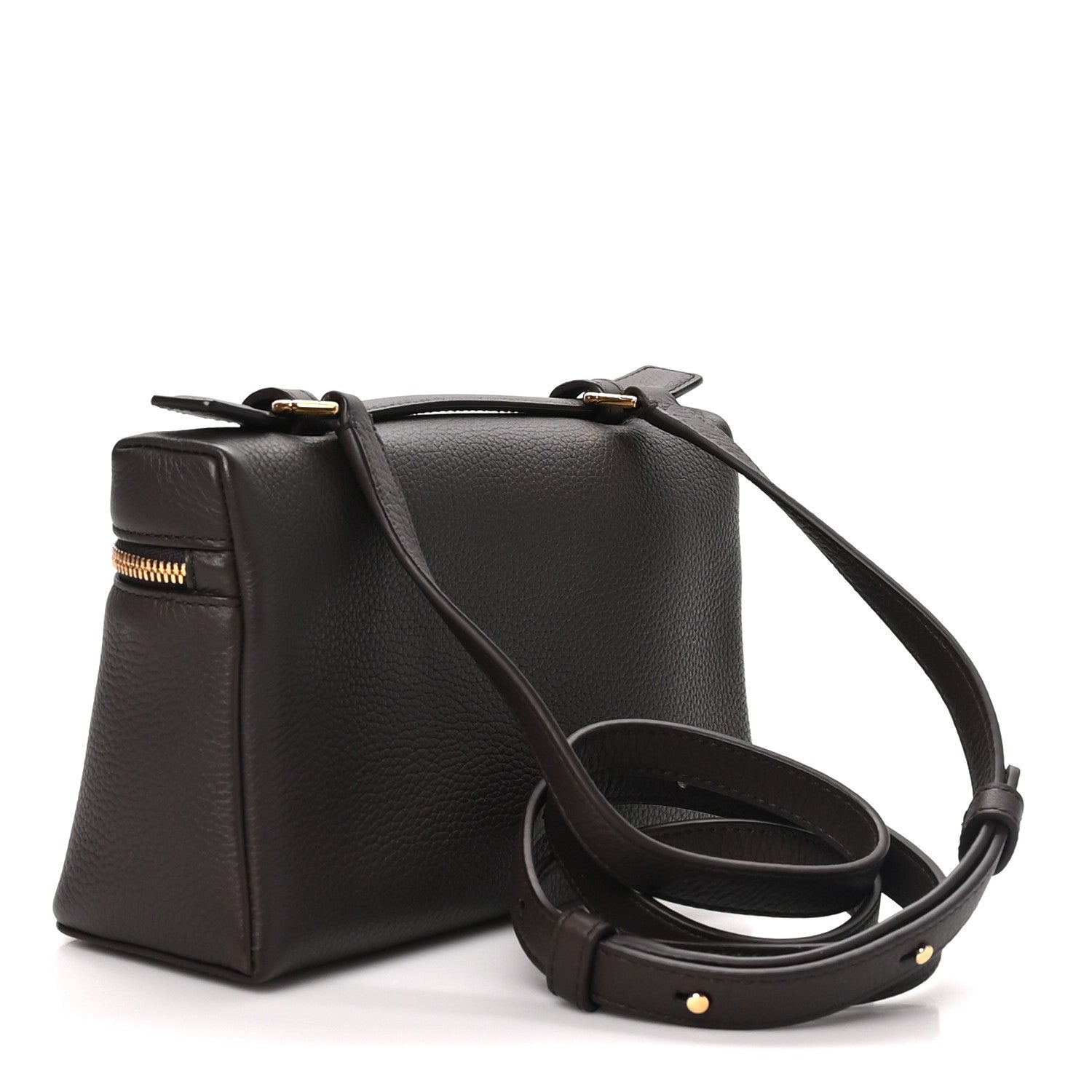 Grained Calfskin L19 Extra Pocket Pouch Chocolate Liquorice — view 3