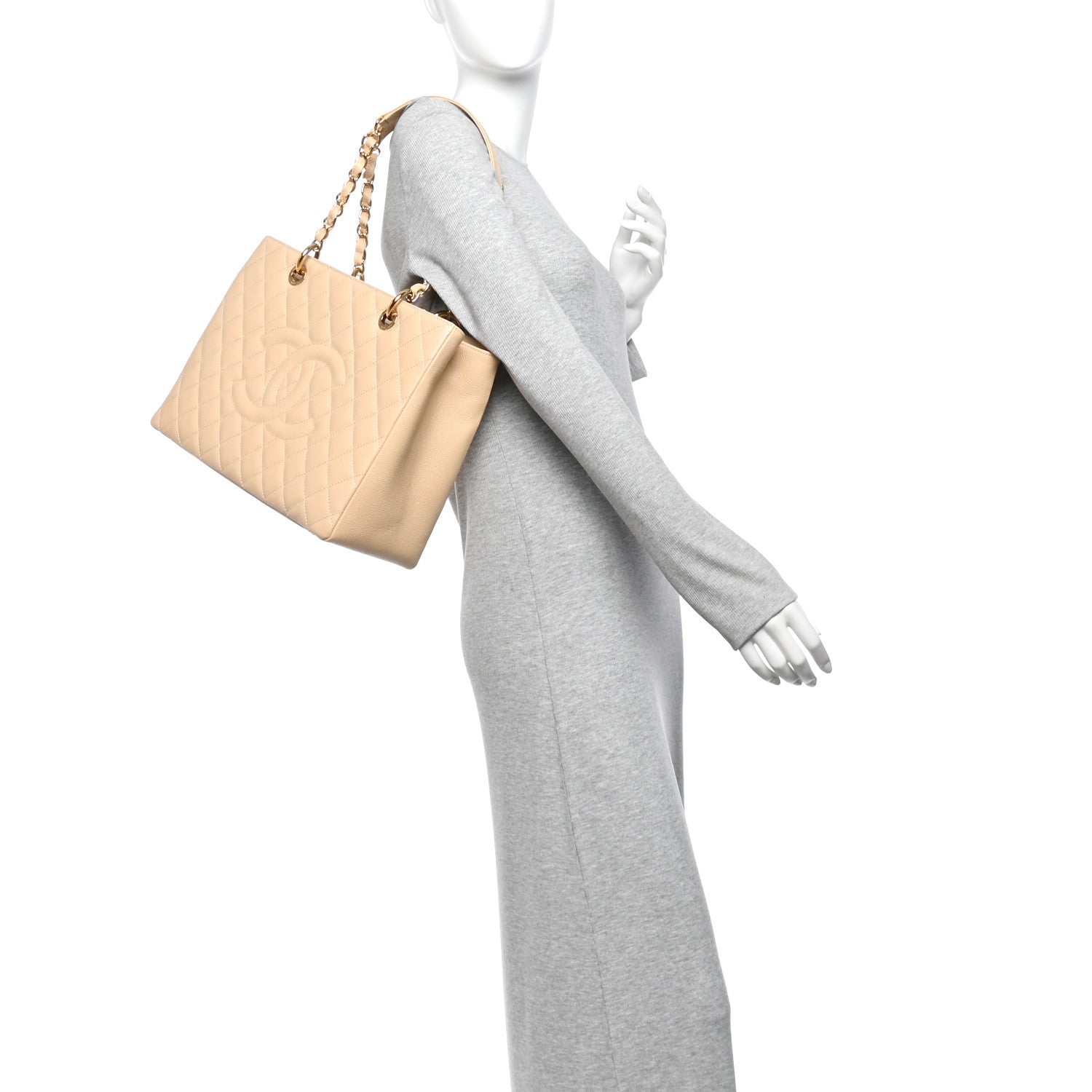 Caviar Quilted Grand Shopping Tote GST Beige Clair — view 2
