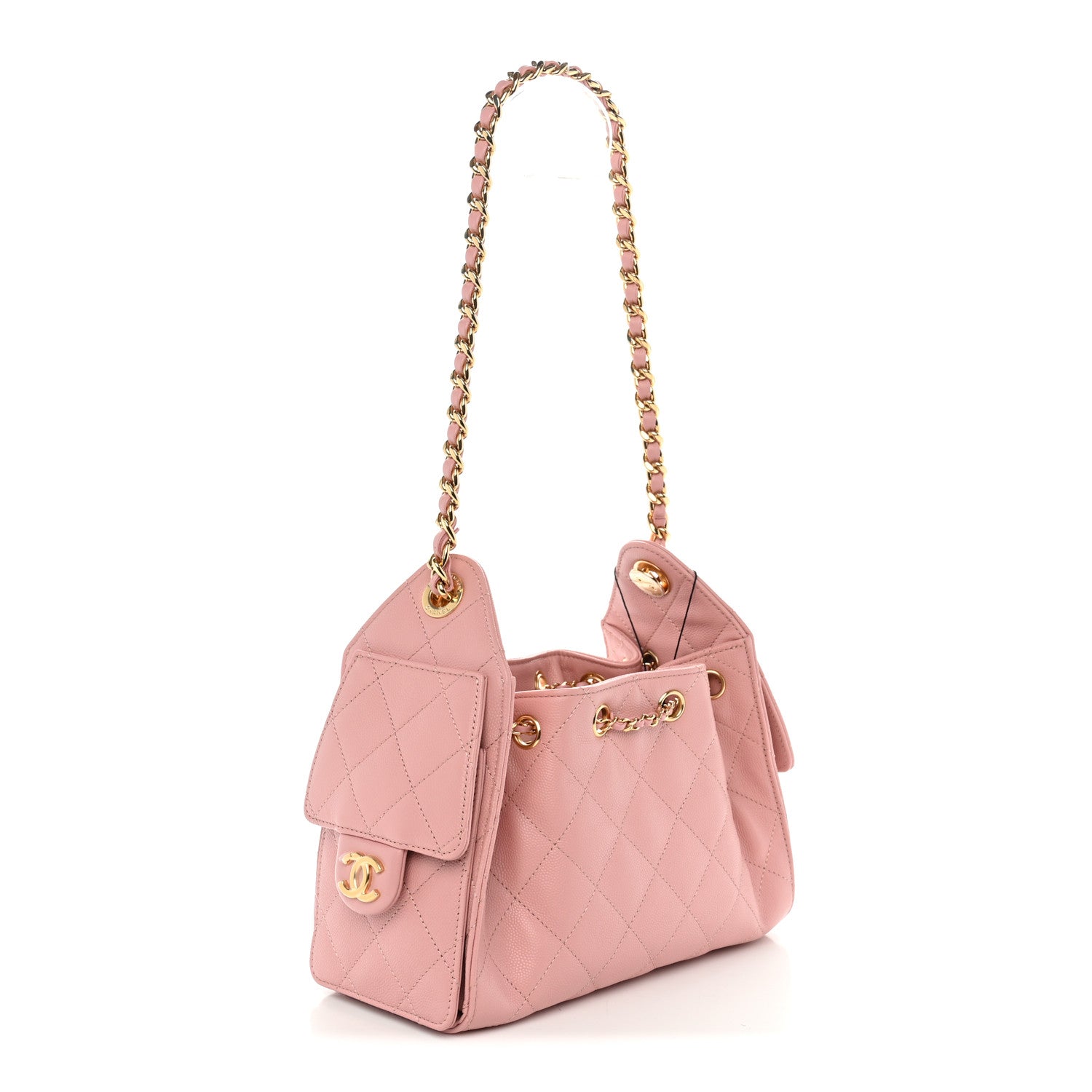 Caviar Quilted Mini Chanel 25 Handbag Light Pink — view 3