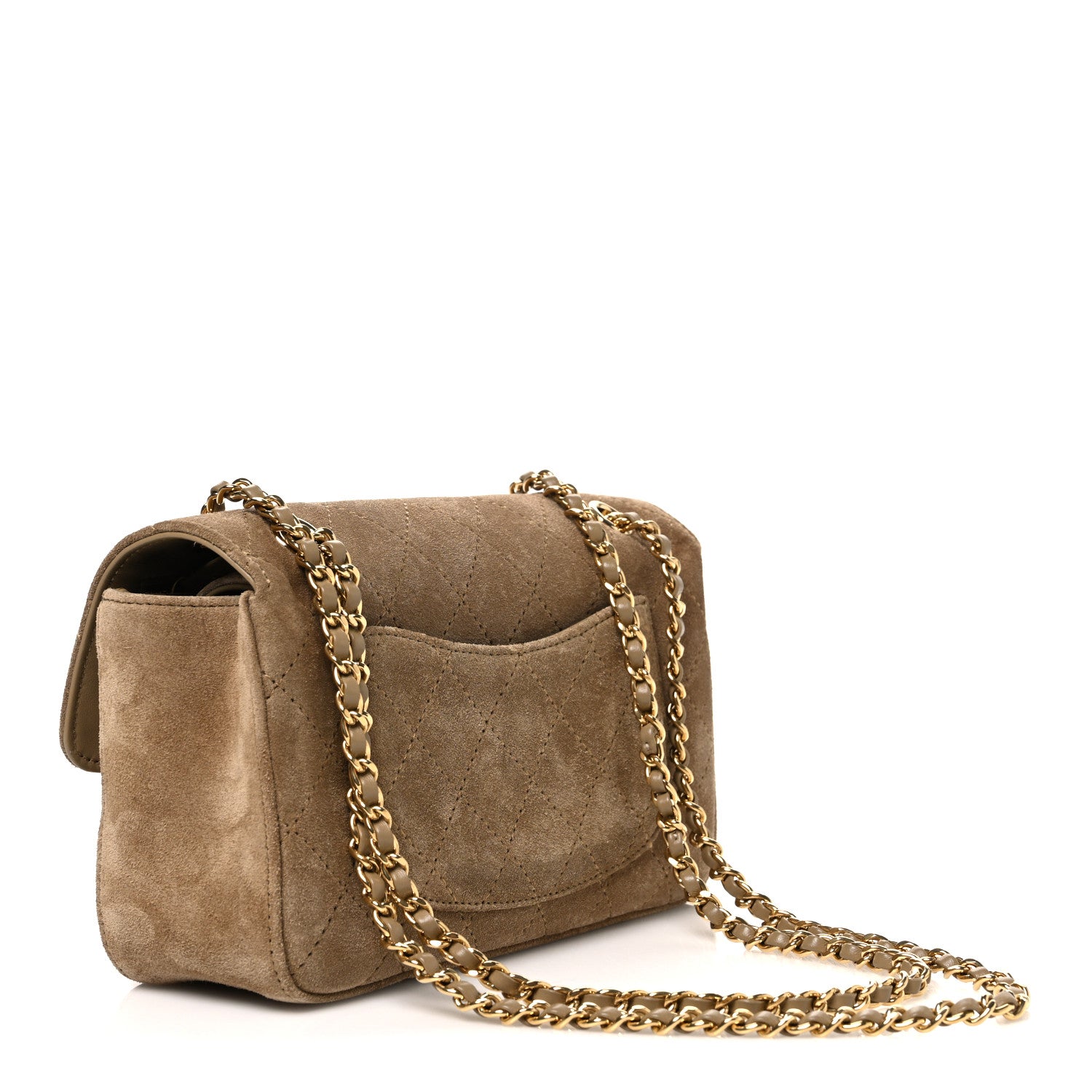 Suede Calfskin Mini Souplissimo Flap Dark Beige — view 3