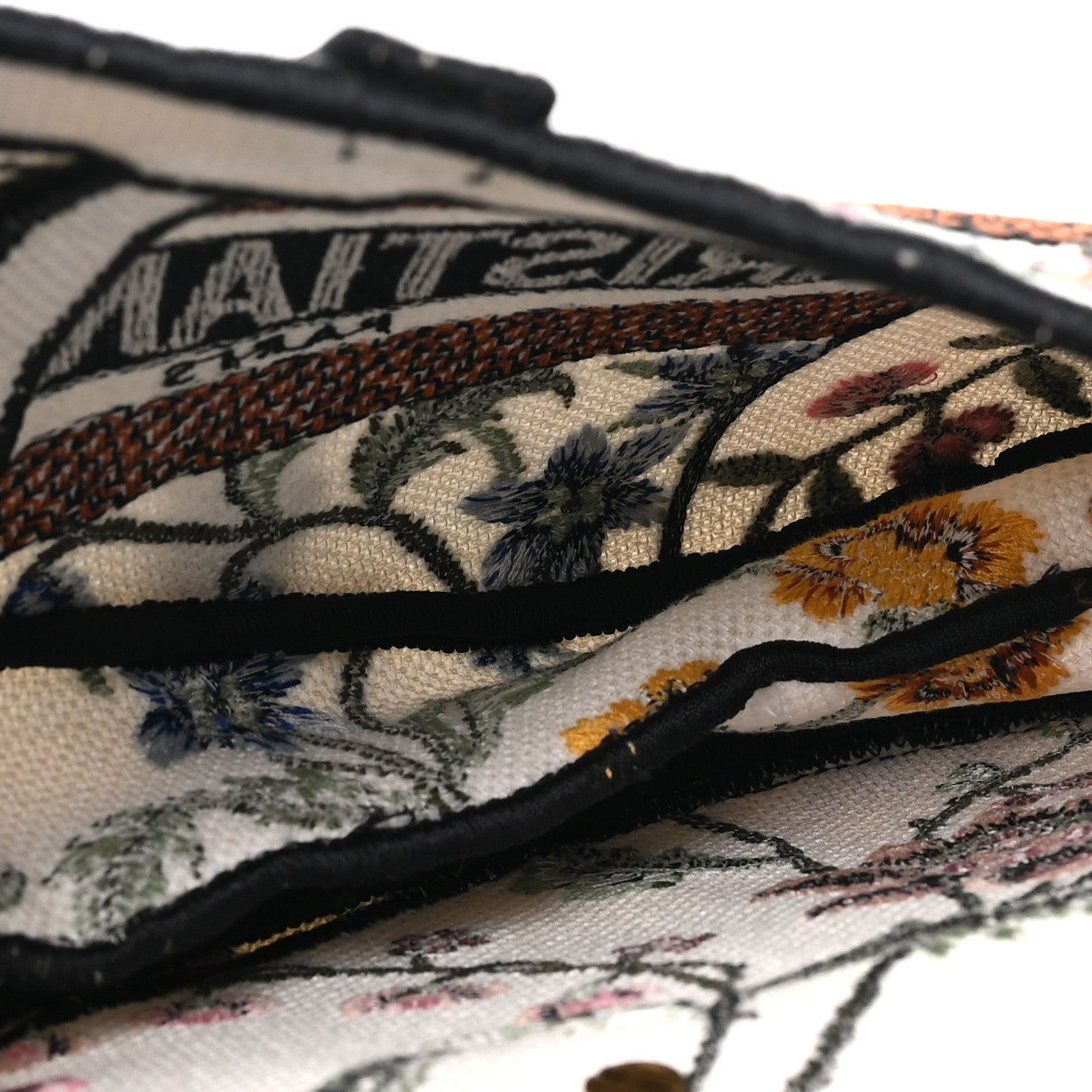 Canvas Embroidered Petites Fleurs Saddle Bag White Multicolor — view 5
