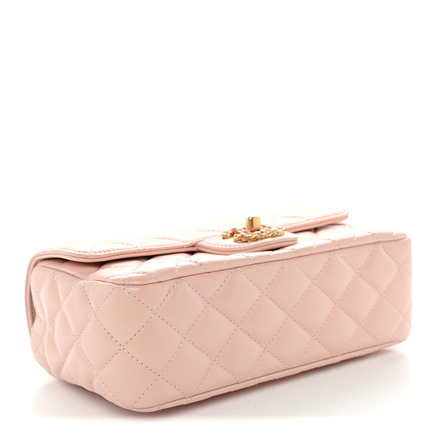 Lambskin Quilted Mini Strass On Top Flap Light Pink — view 4