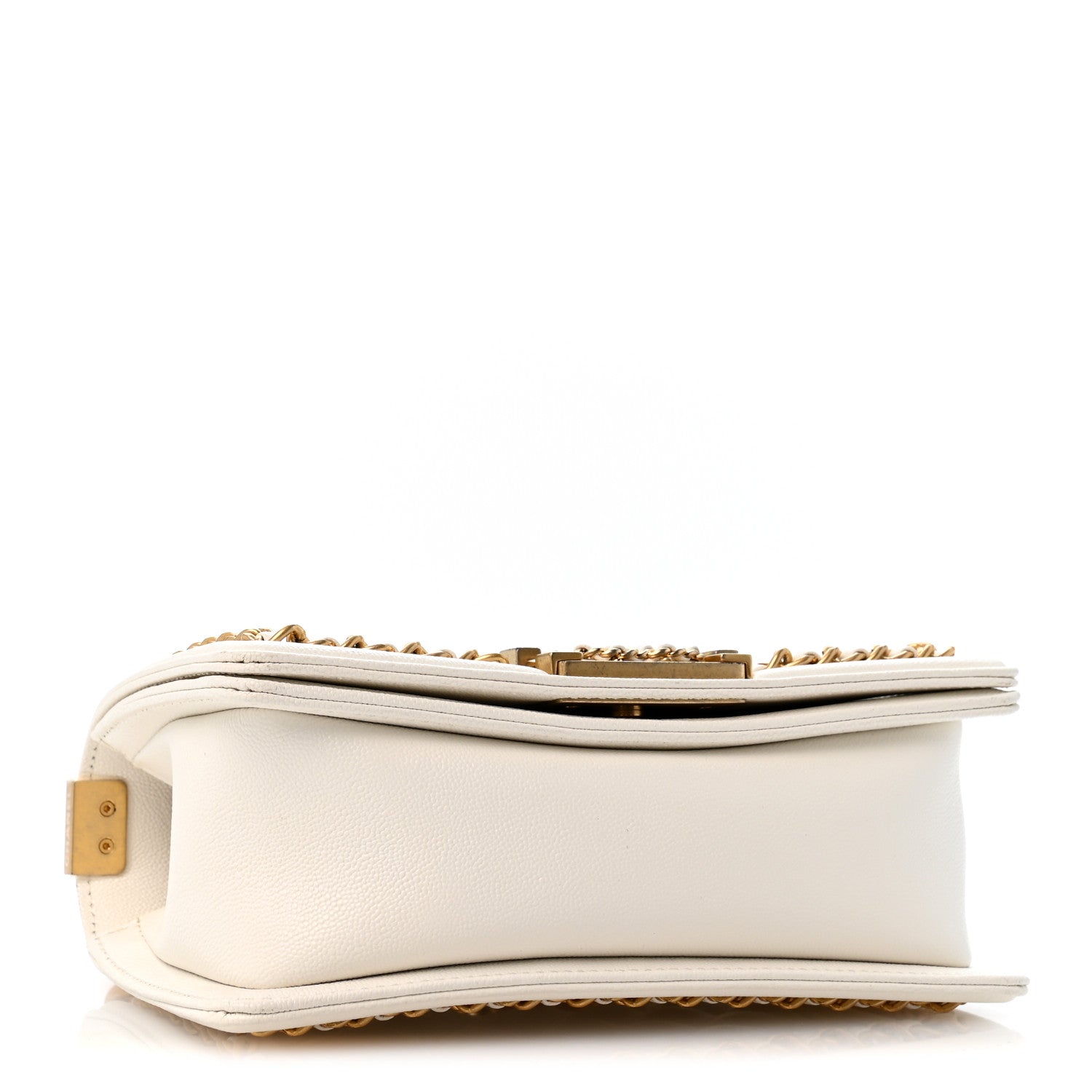 Caviar Quilted Small Chain Around Boy Flap White — view 4