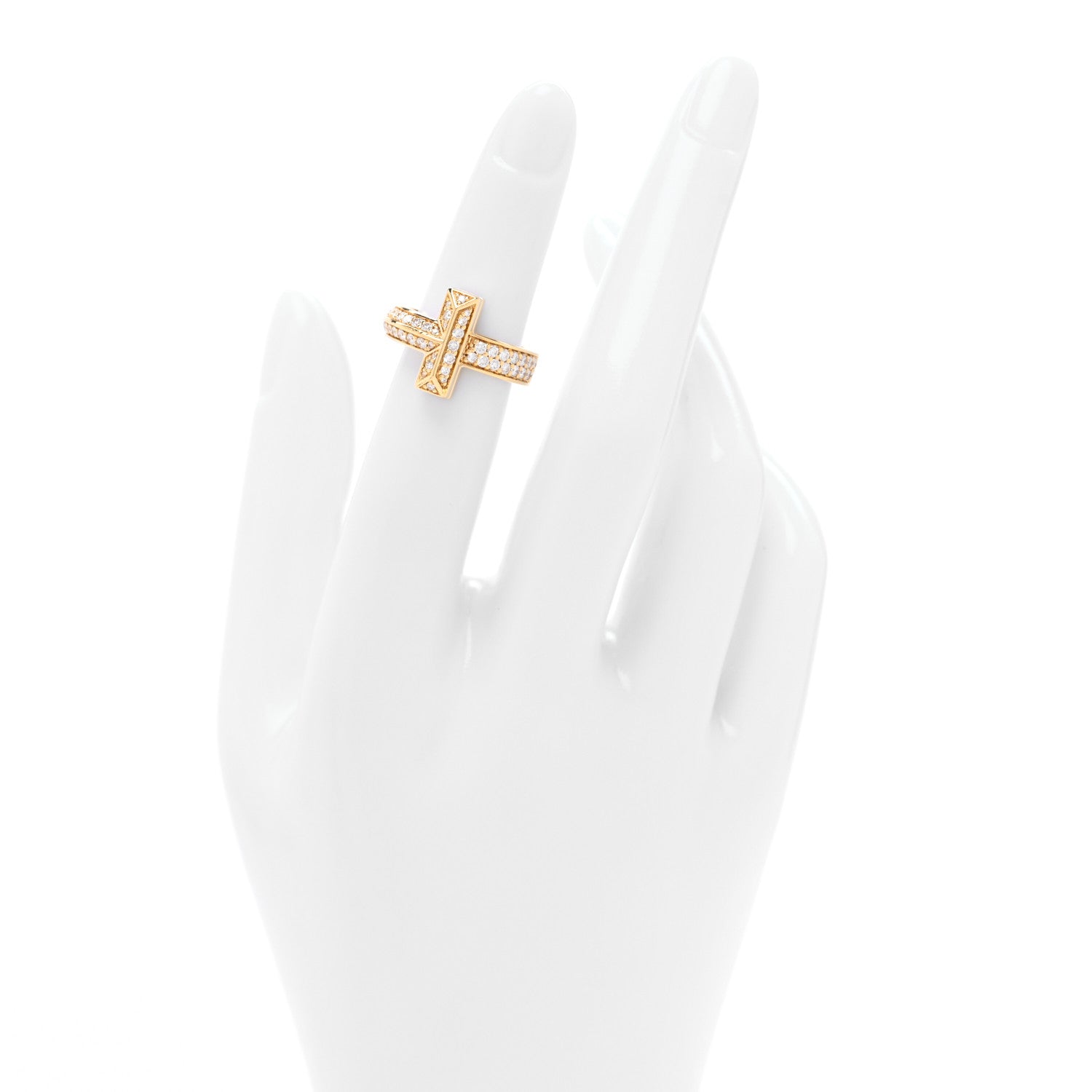 18K Yellow Gold Diamond Wide T T1 Ring 46 3.5 — view 2
