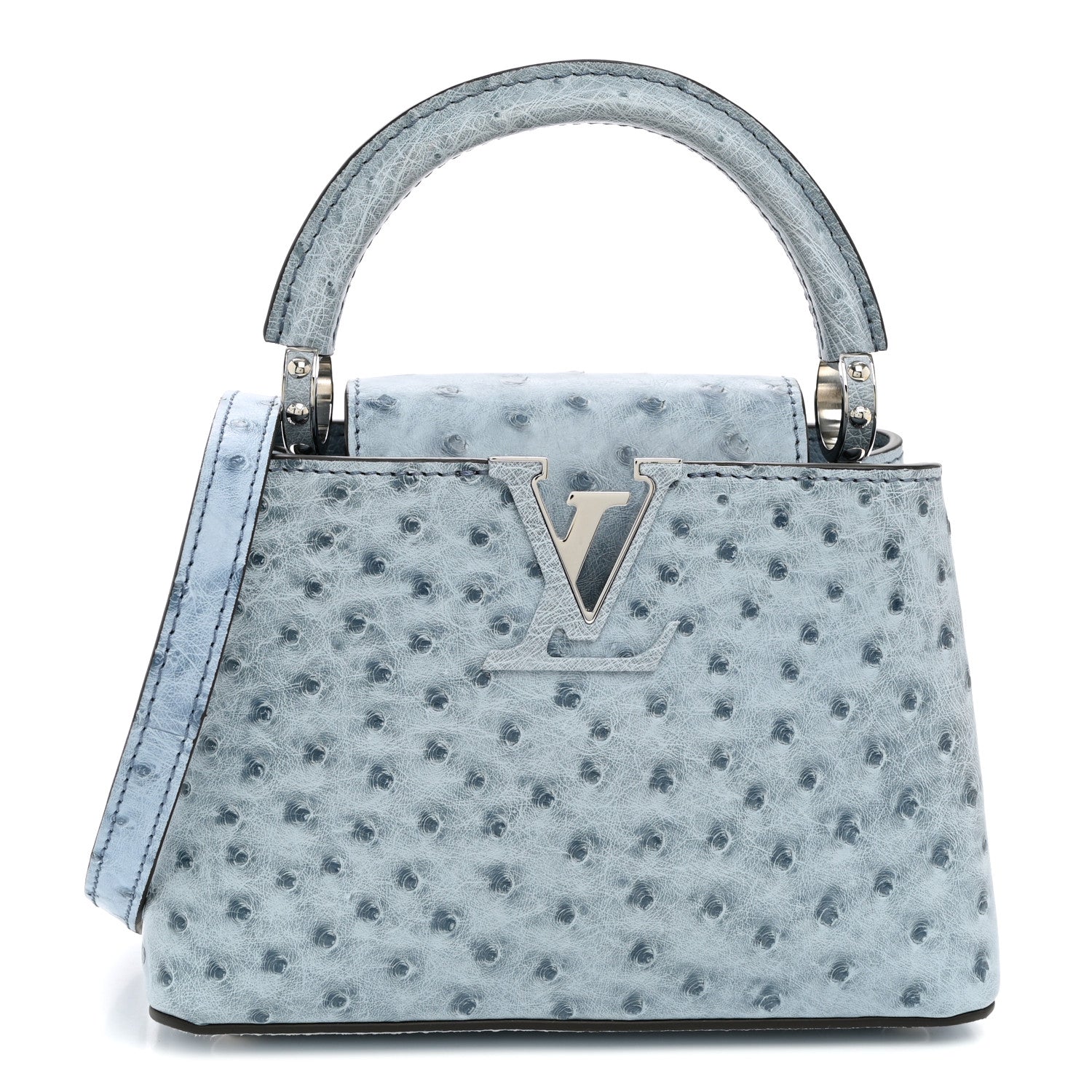 Ostrich Capucines Mini Blue Denim