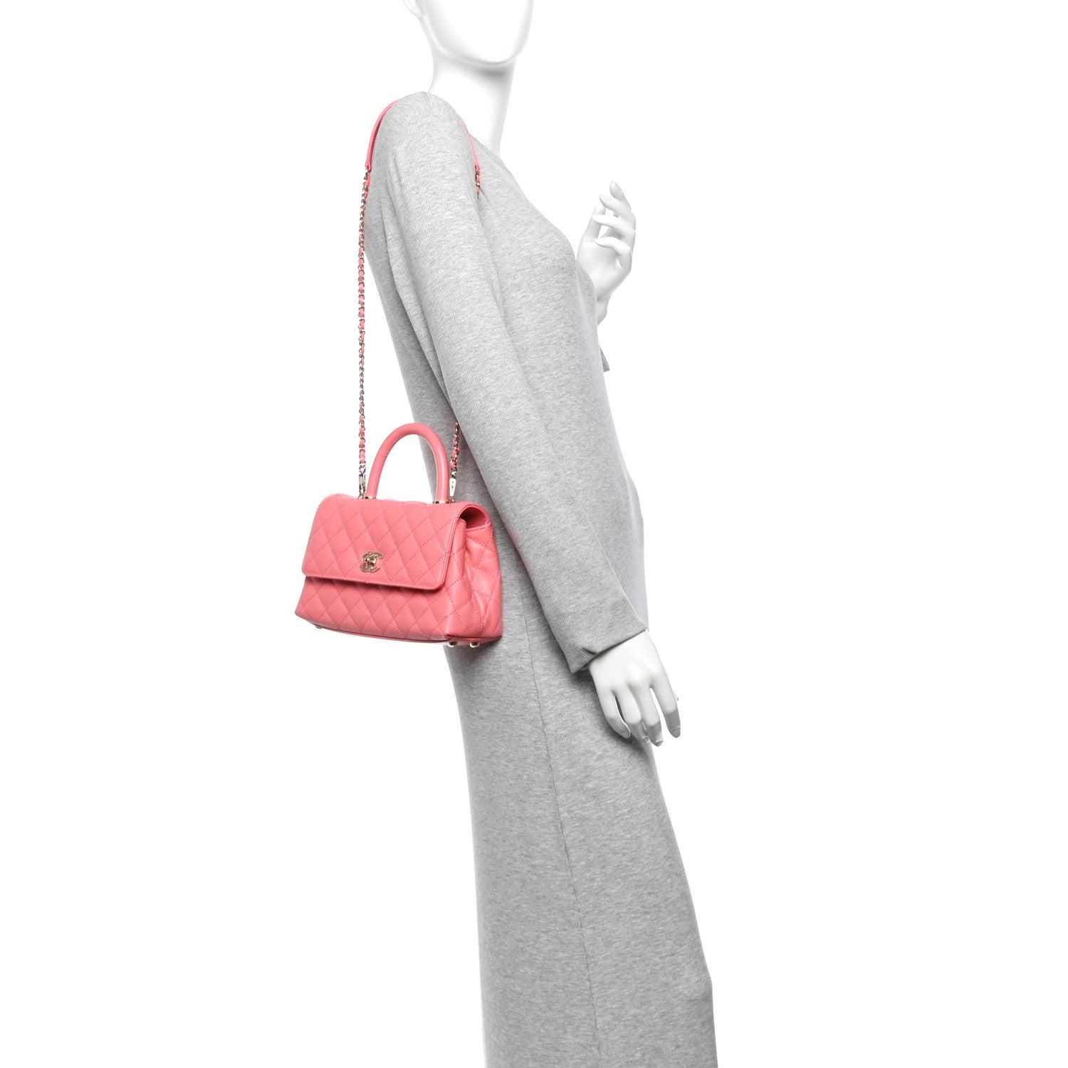 Caviar Quilted Mini Coco Handle Flap Pink — view 2
