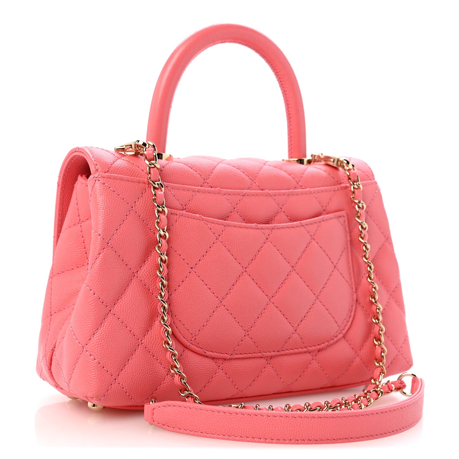 Caviar Quilted Mini Coco Handle Flap Pink — view 3