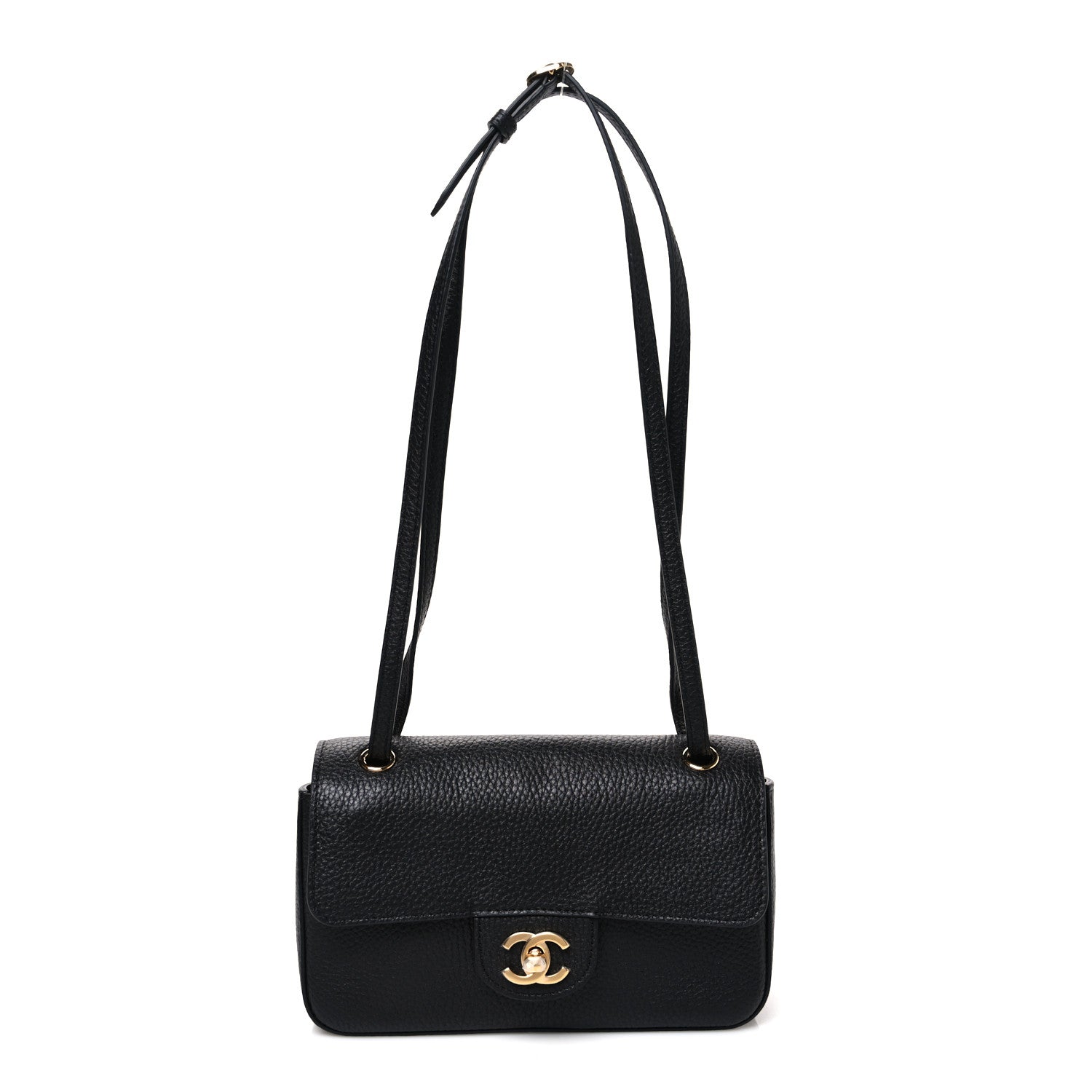 Grained Calfskin Mini Souplissimo Maxi Flap Black