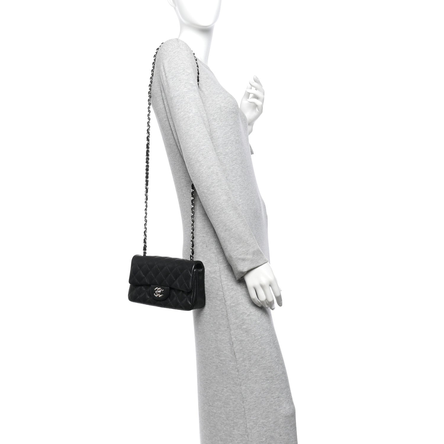 Caviar Quilted Mini Rectangular Flap Black — view 2