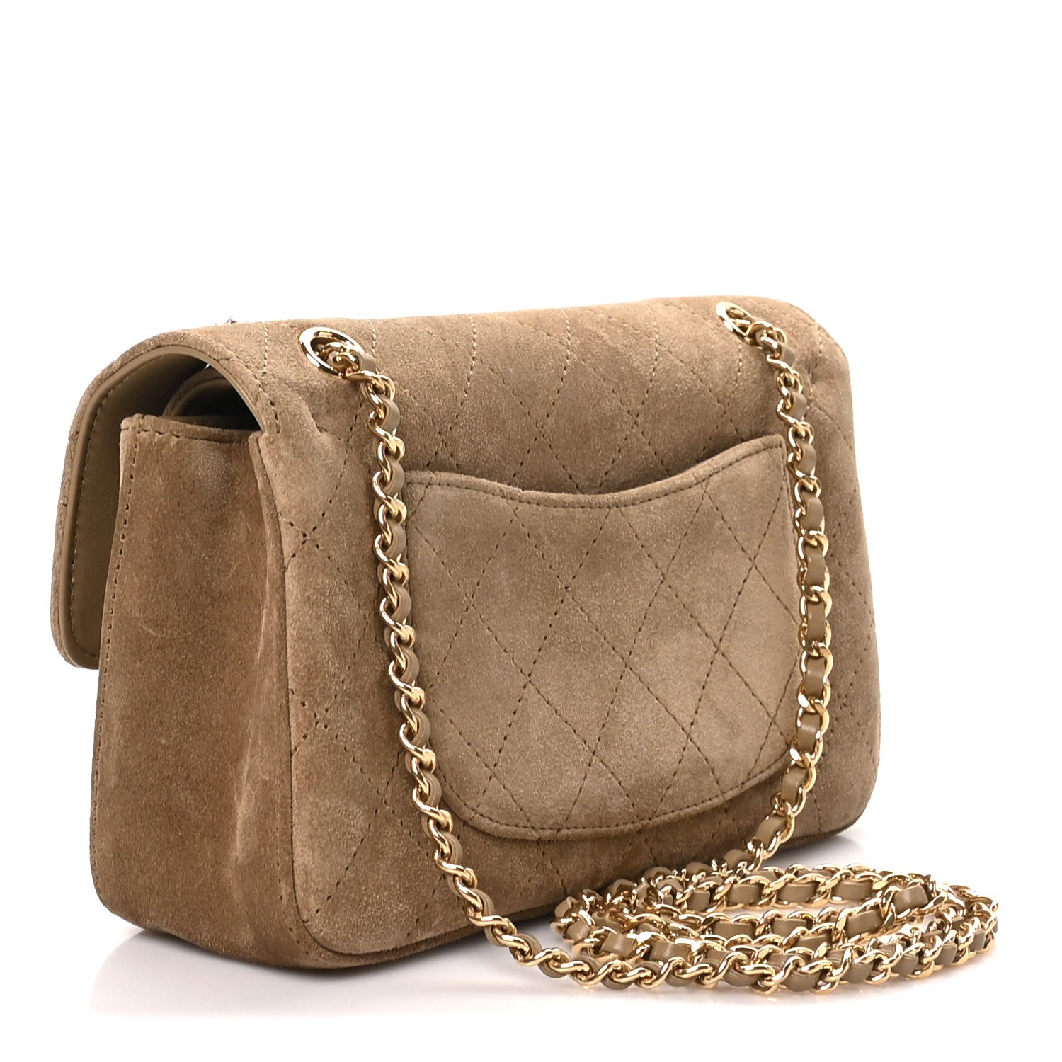 Suede Calfskin Mini Souplissimo Flap Dark Beige — view 3