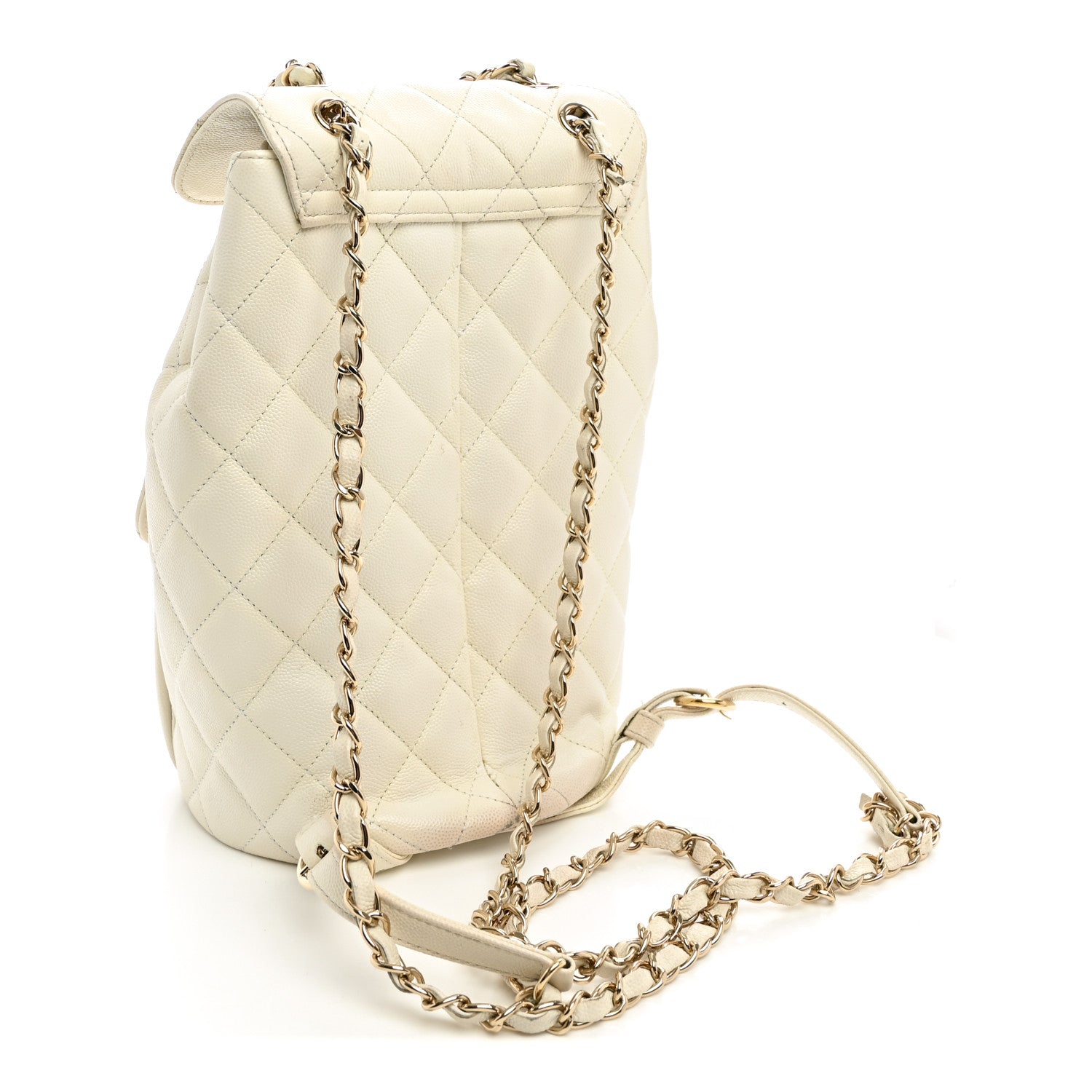 Caviar Quilted Double Pocket Backpack White — view 3