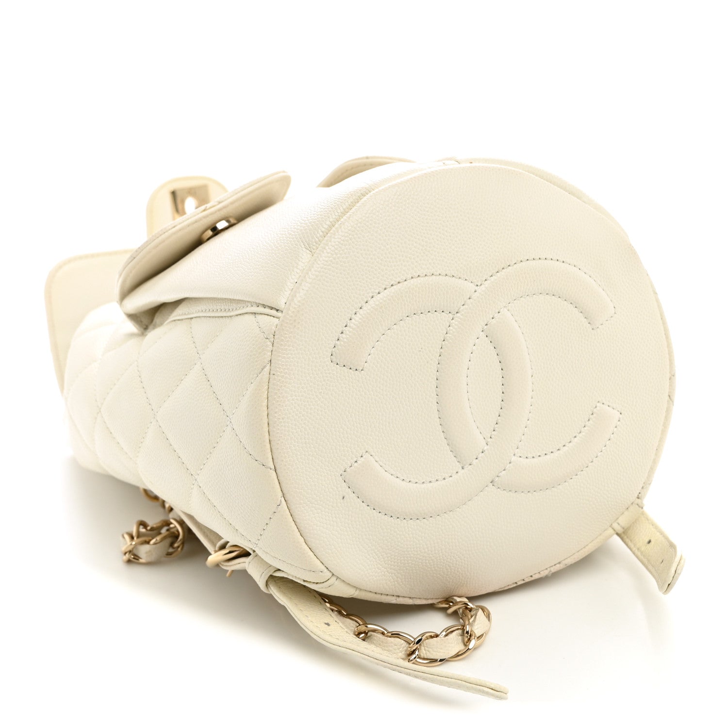 Caviar Quilted Double Pocket Backpack White — view 4