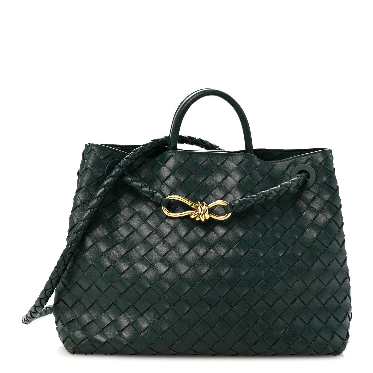 Nappa Intrecciato Medium Andiamo Shoulder Bag Emerald Green