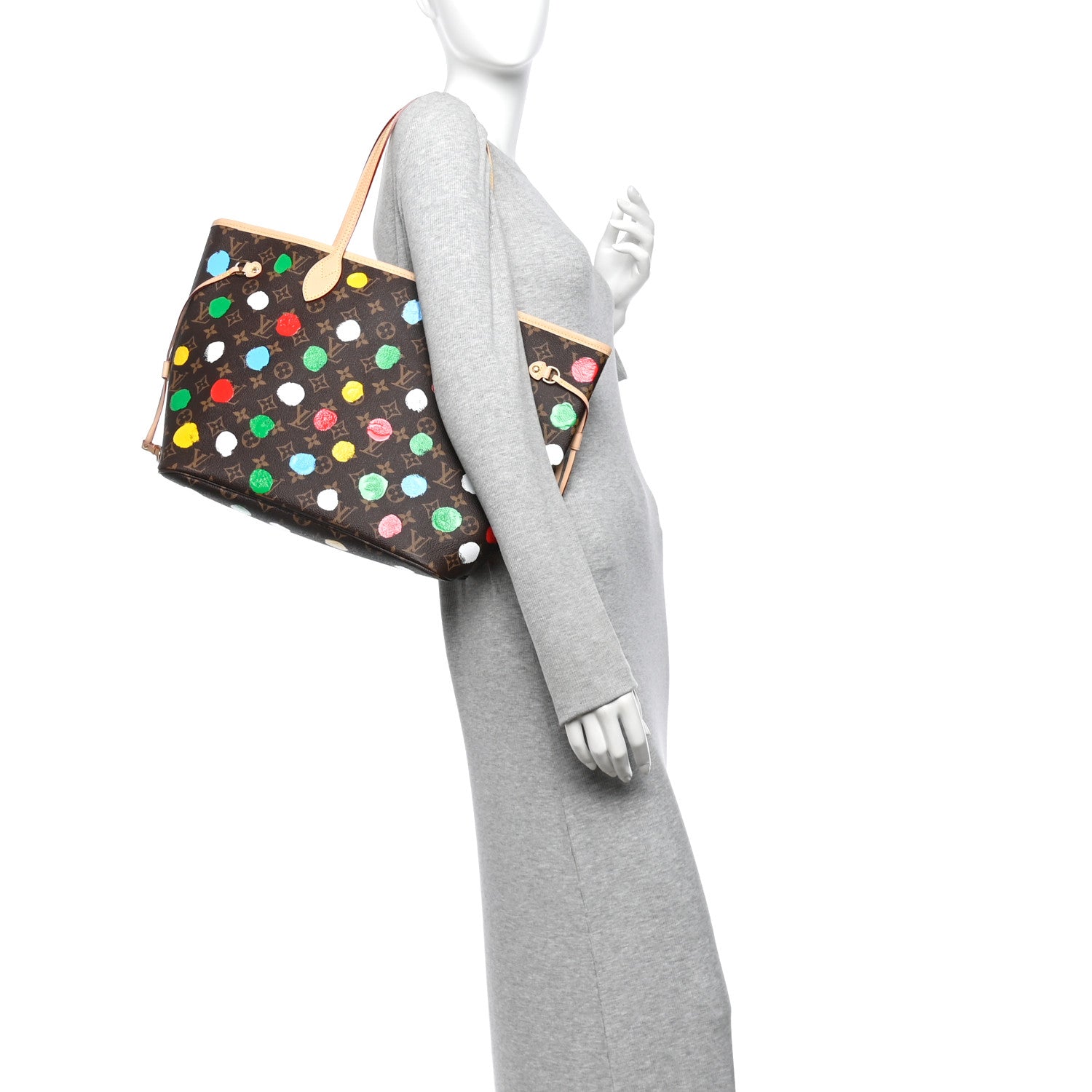 LV X YK Monogram Dots Neverfull MM — view 2