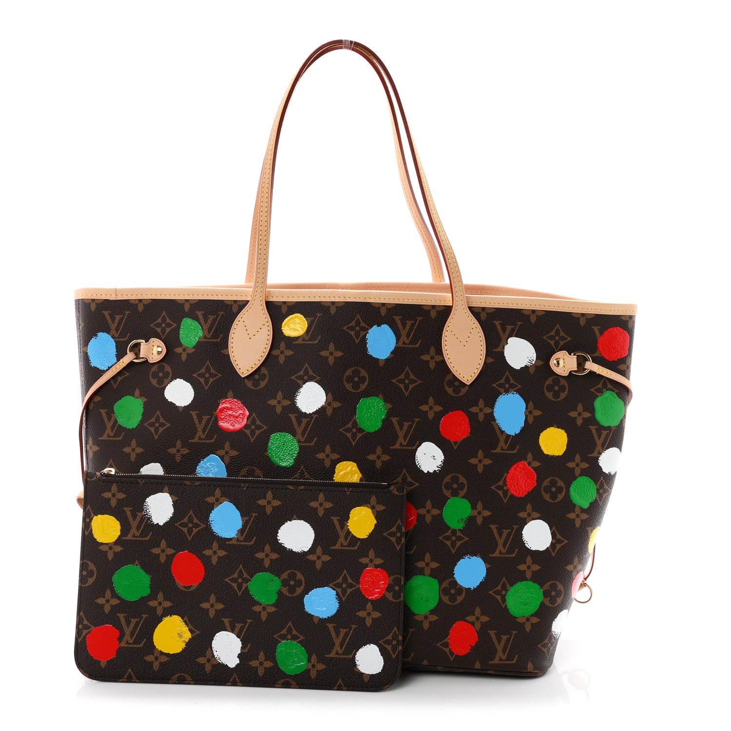 LV X YK Monogram Dots Neverfull MM — view 3