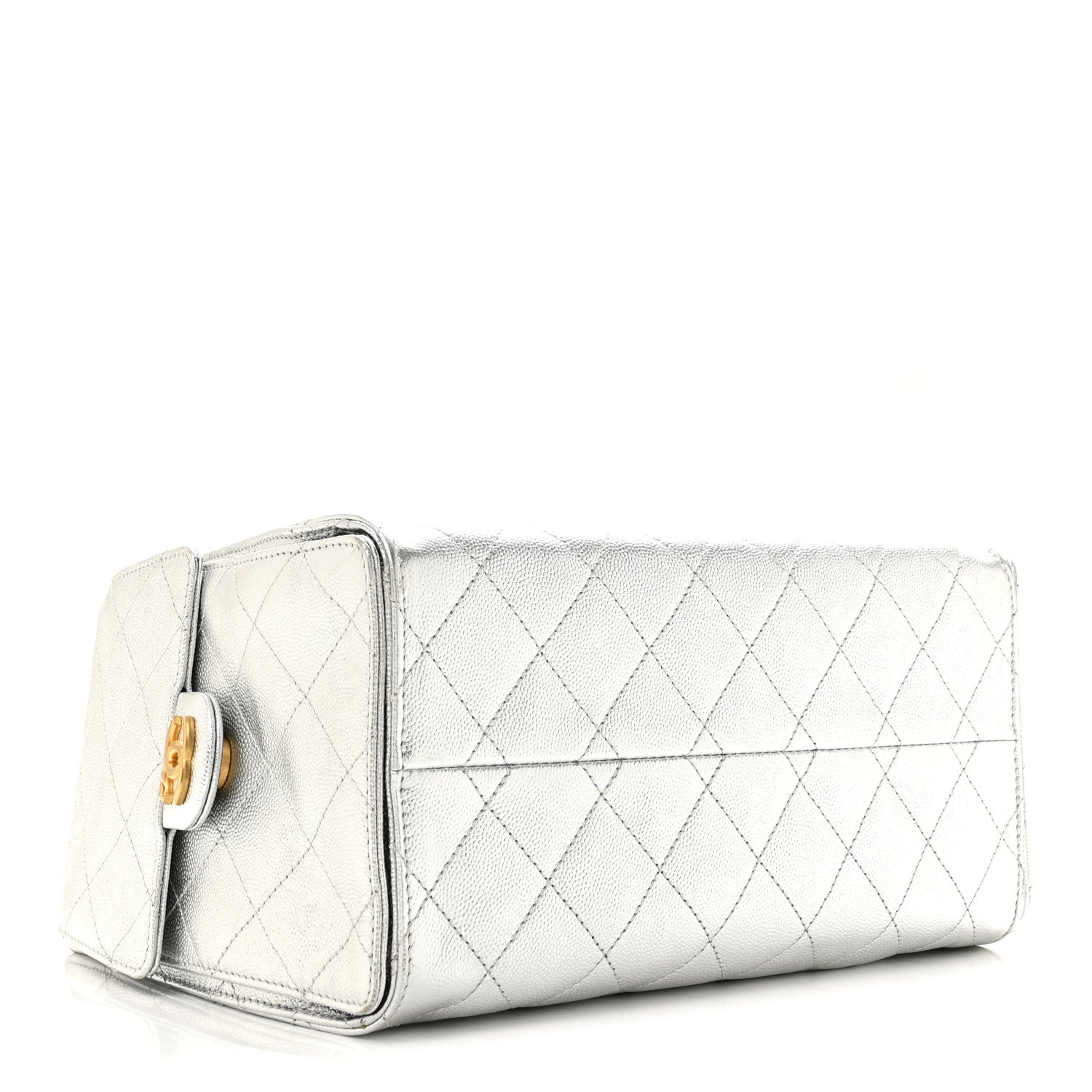 Metallic Caviar Quilted Small Chanel 25 Handbag Silver — view 4