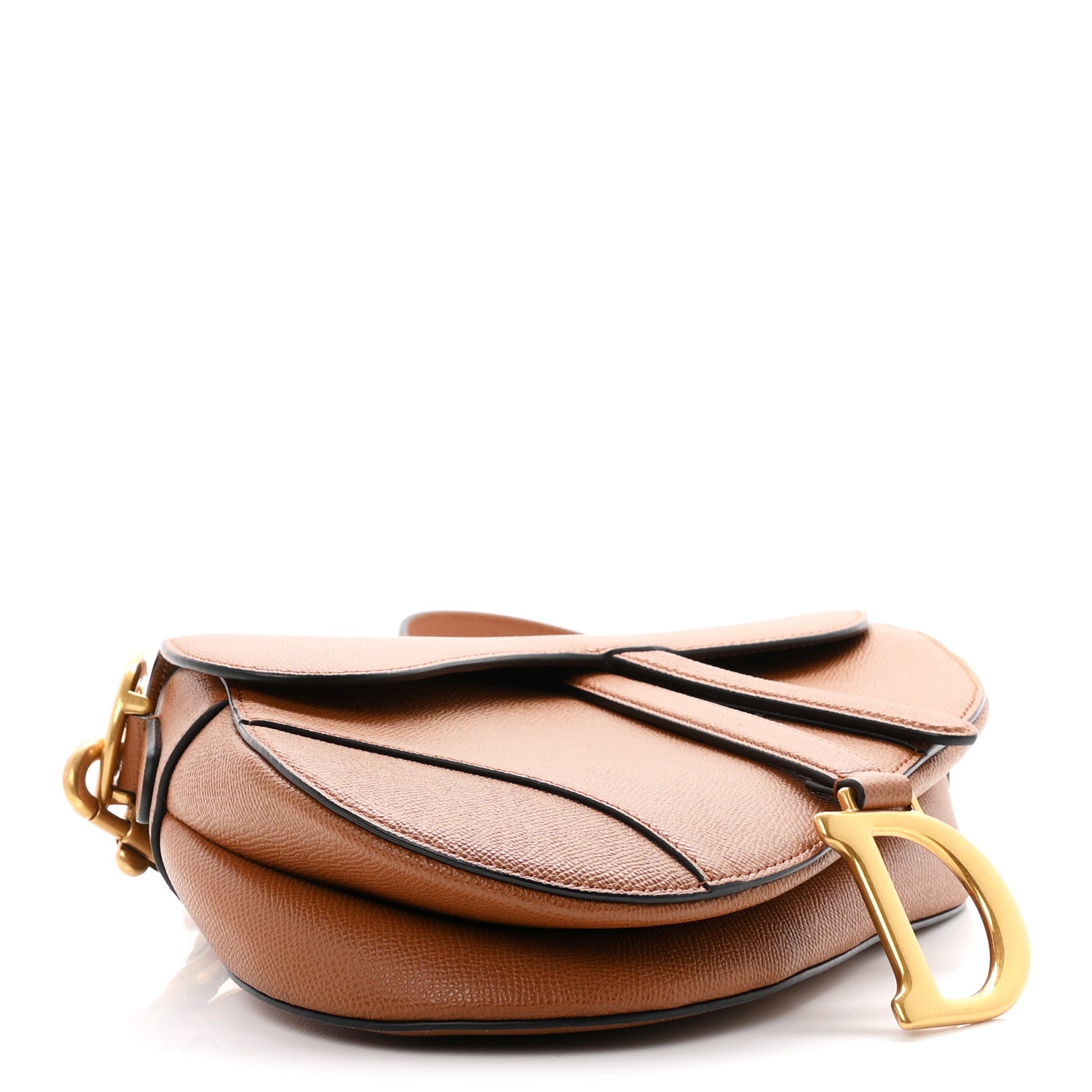 Grained Calfskin Saddle Bag With Strap Golden Saddle — view 4