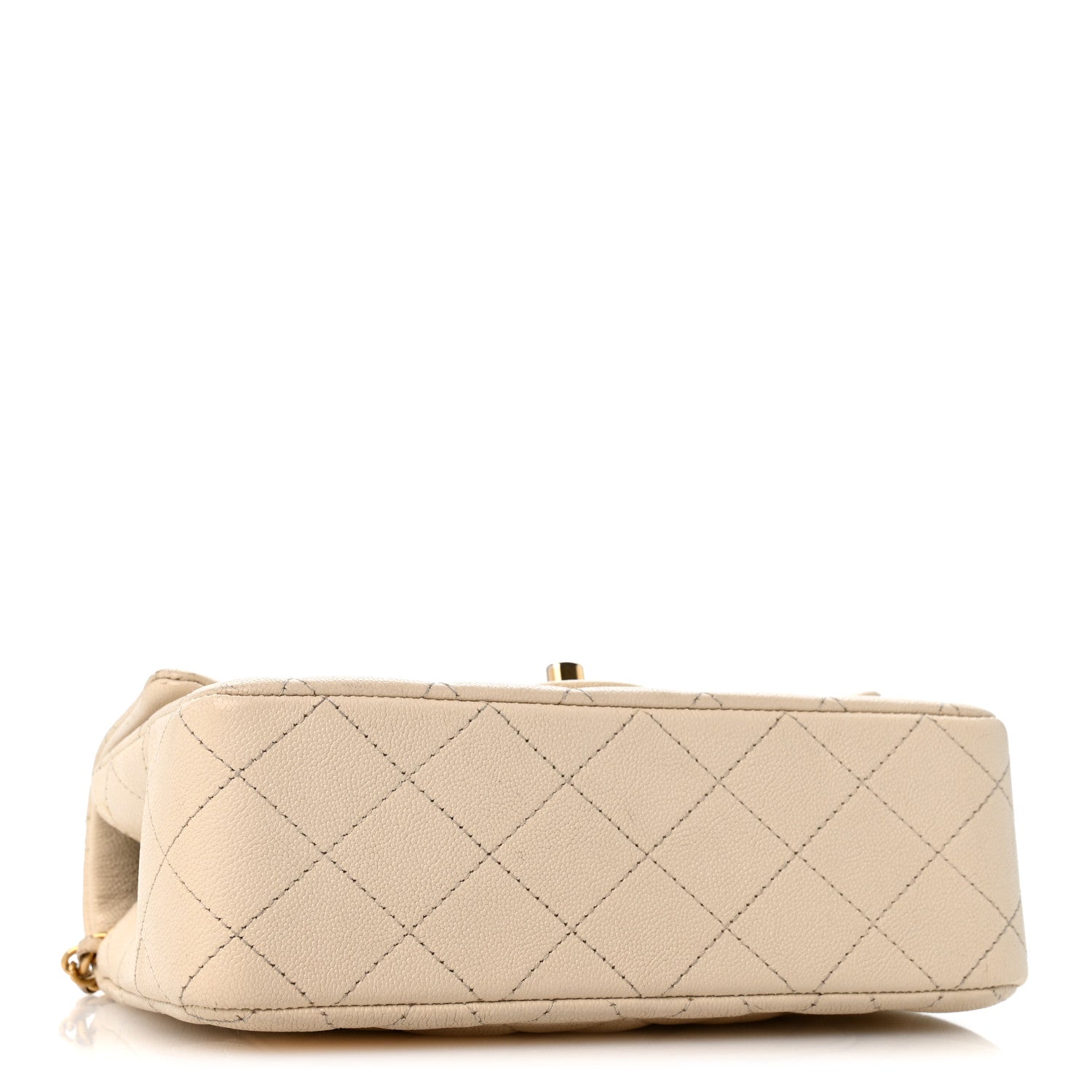 Caviar Quilted Mini Top Handle Rectangular Flap Beige — view 4