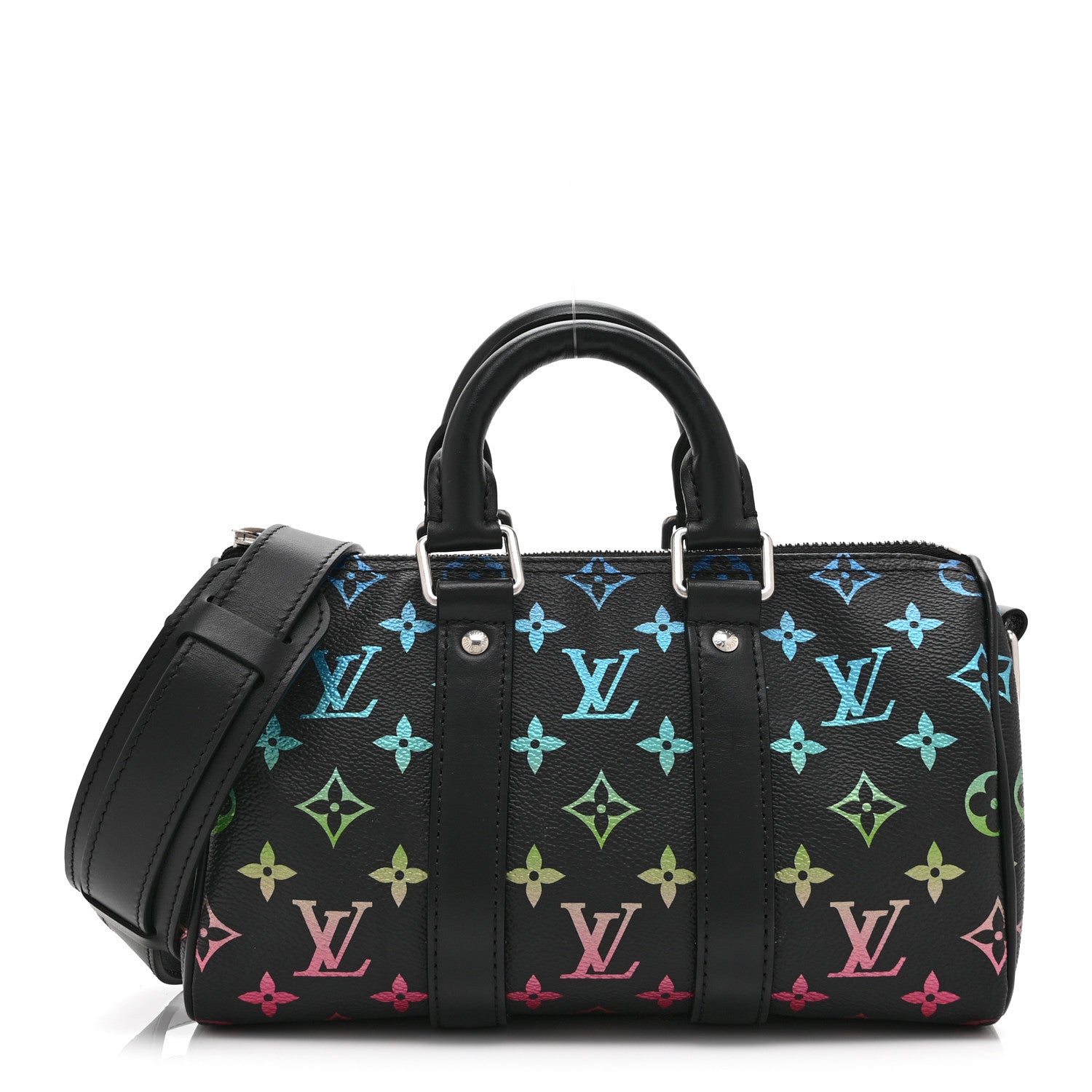 Monogram Iridescent Keepall Bandouliere 25 Black