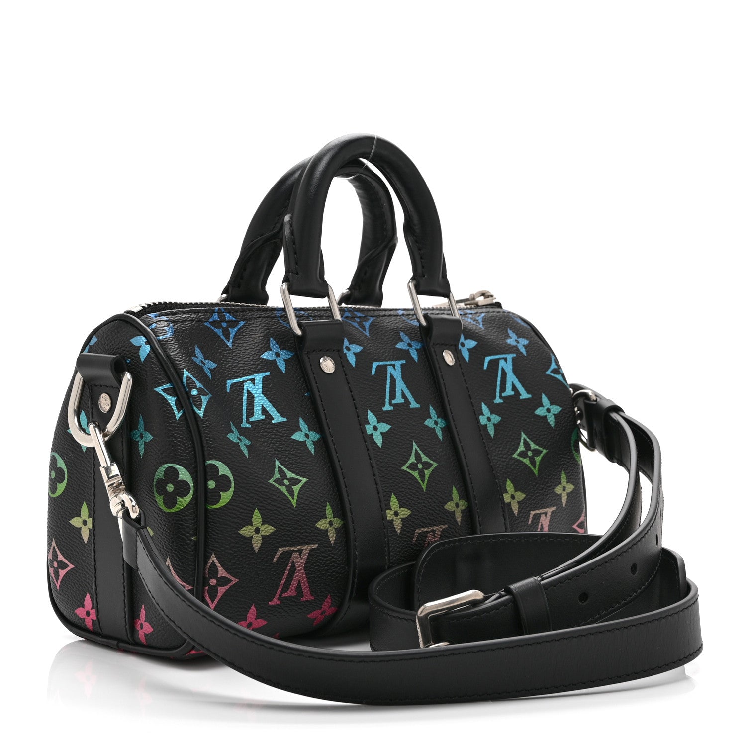 Monogram Iridescent Keepall Bandouliere 25 Black — view 3