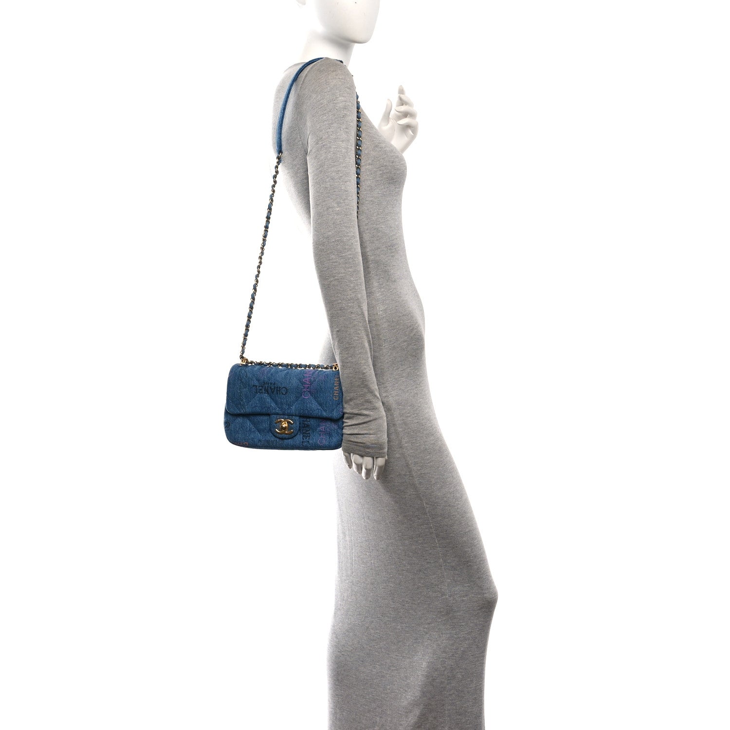 Denim Quilted Mini Denim Mood Rectangular Flap Blue Multicolor — view 2