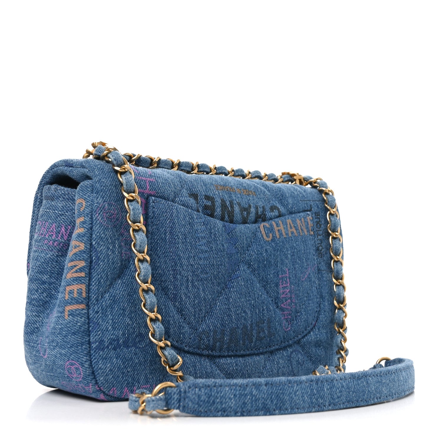 Denim Quilted Mini Denim Mood Rectangular Flap Blue Multicolor — view 3