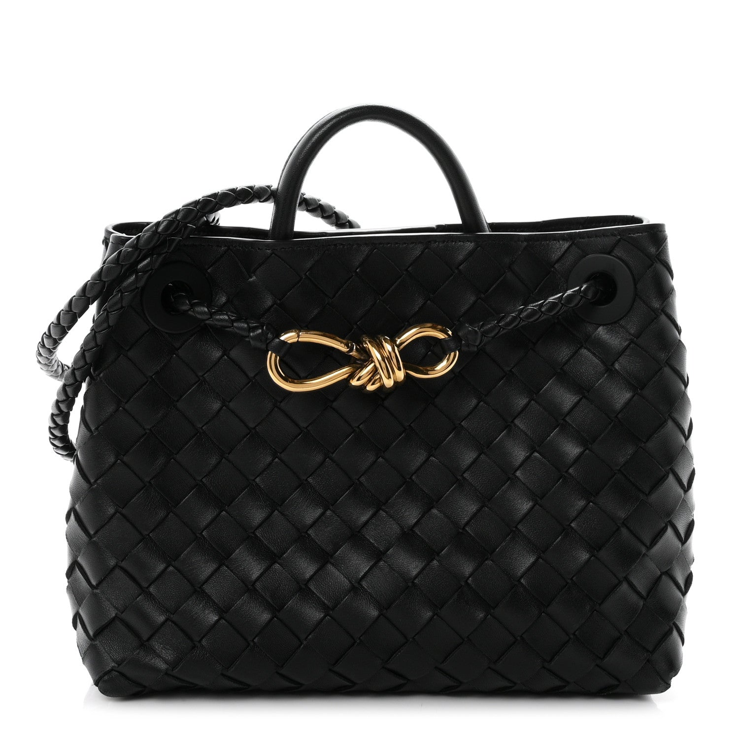 Nappa Intrecciato Small Andiamo Shoulder Bag Black