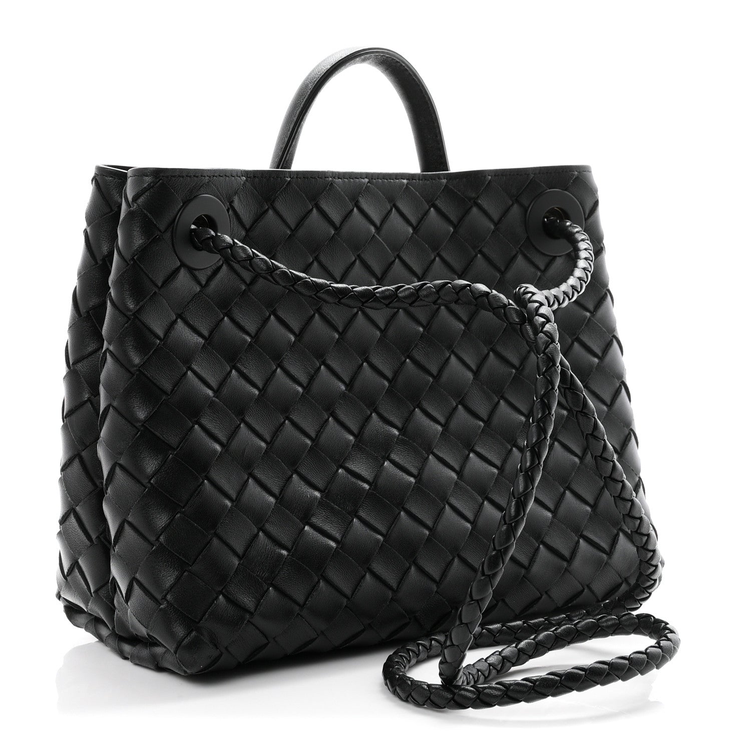 Nappa Intrecciato Small Andiamo Shoulder Bag Black — view 3