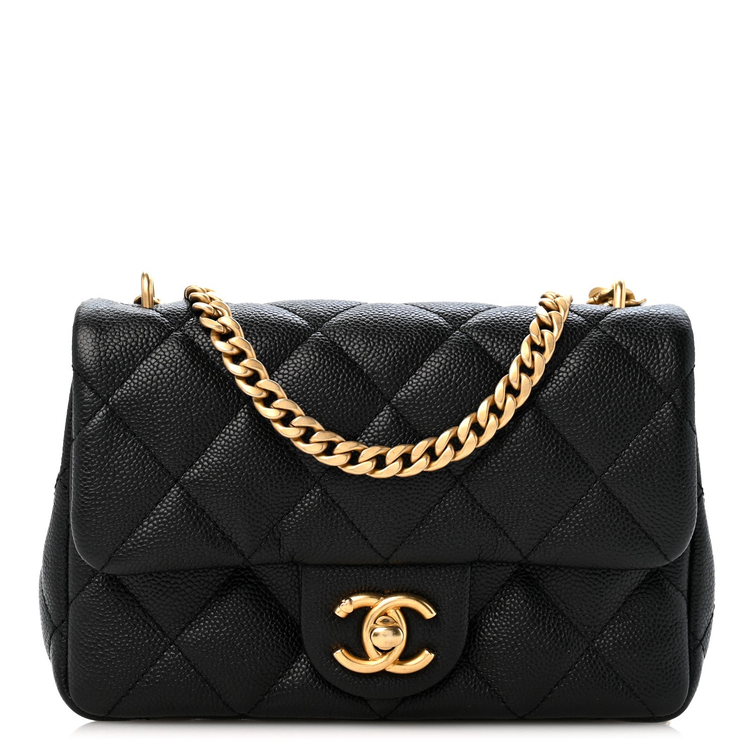 Caviar Quilted Mini Sweetheart Rectangular Flap Black