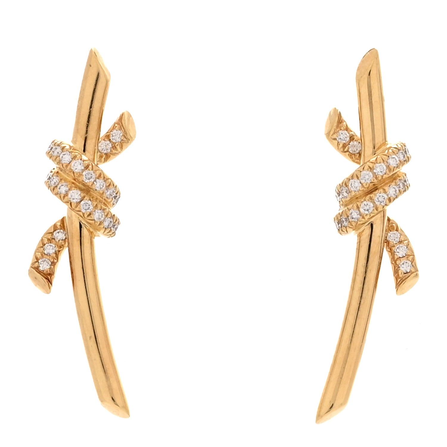 18K Yellow Gold Diamond Tiffany Knot Earrings