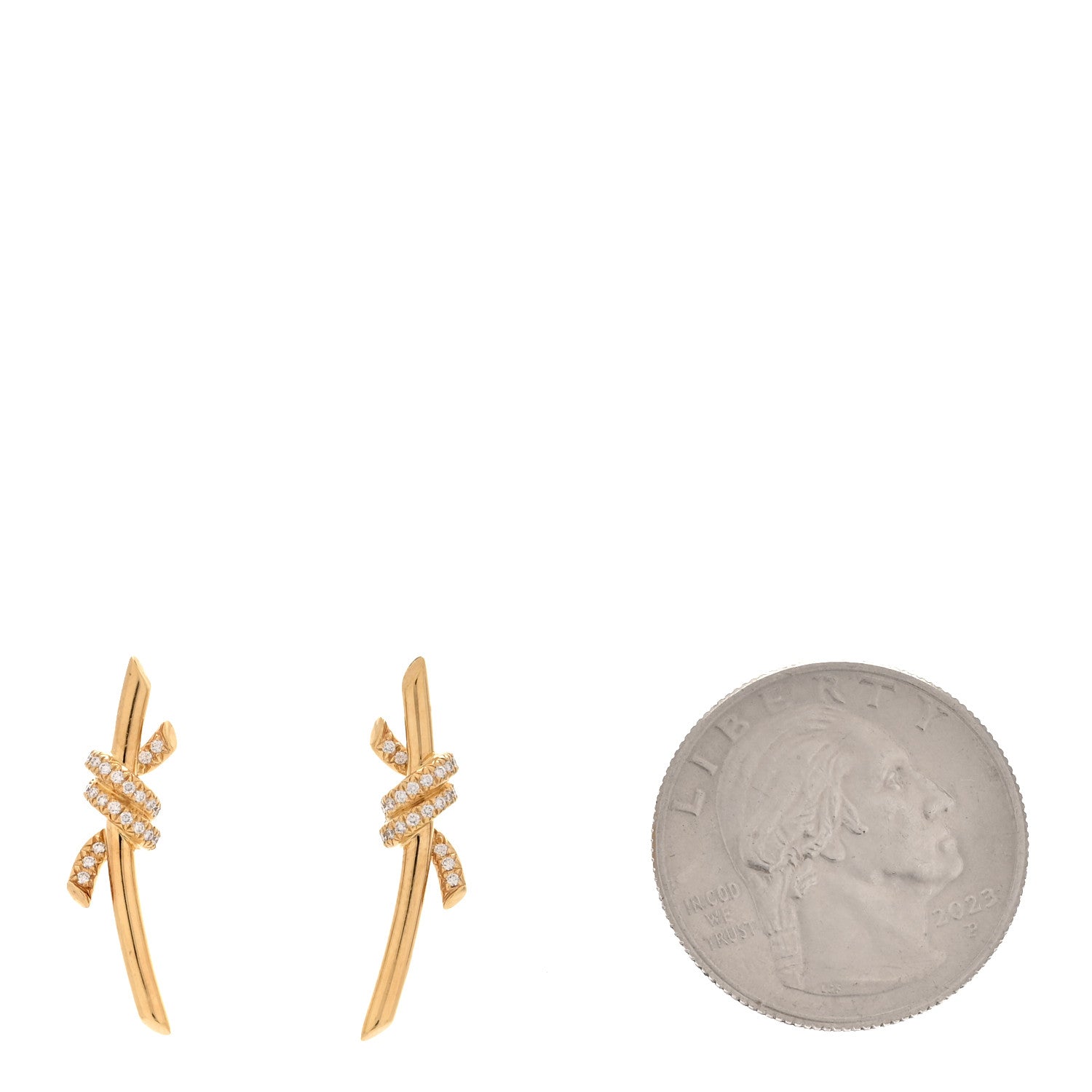18K Yellow Gold Diamond Tiffany Knot Earrings — view 2