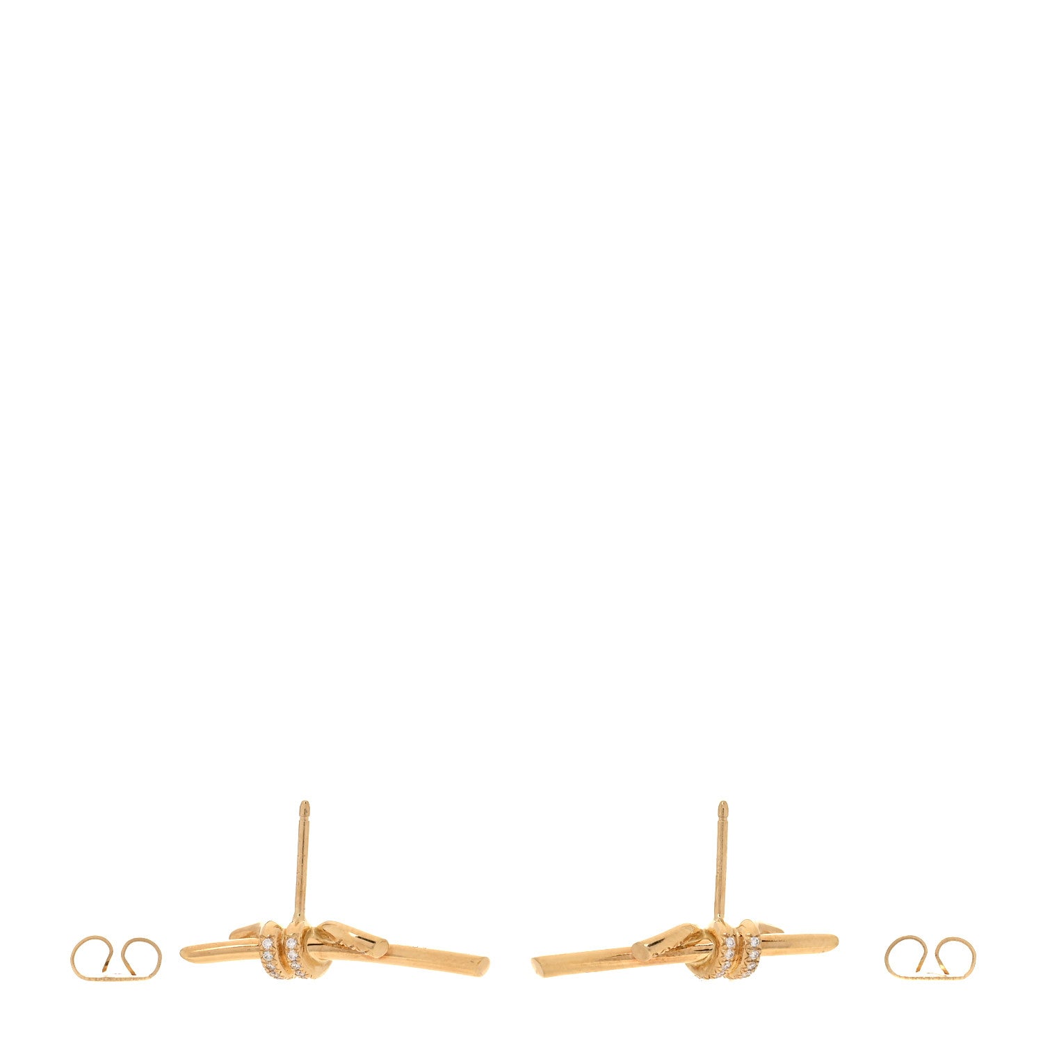 18K Yellow Gold Diamond Tiffany Knot Earrings — view 3