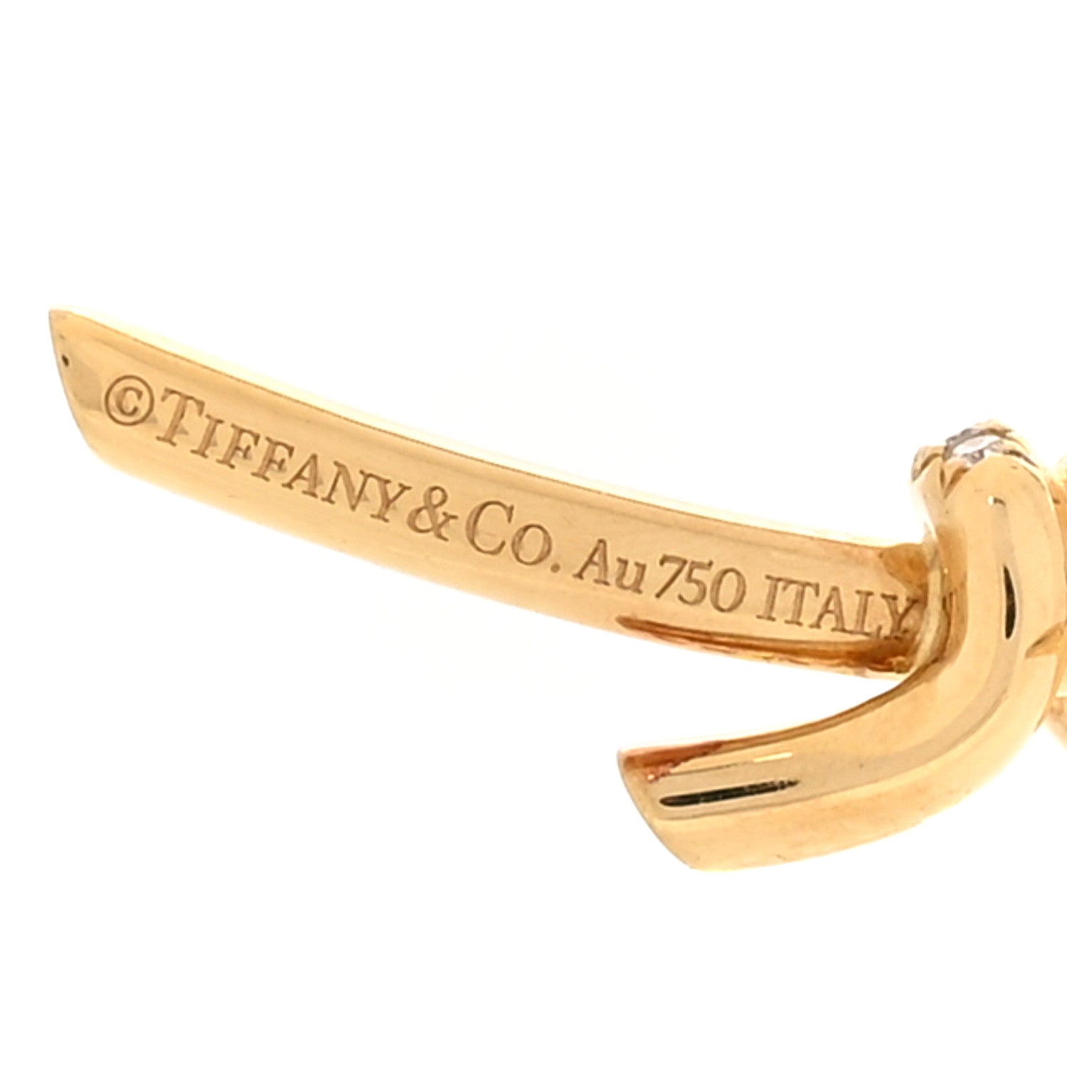 18K Yellow Gold Diamond Tiffany Knot Earrings — view 4
