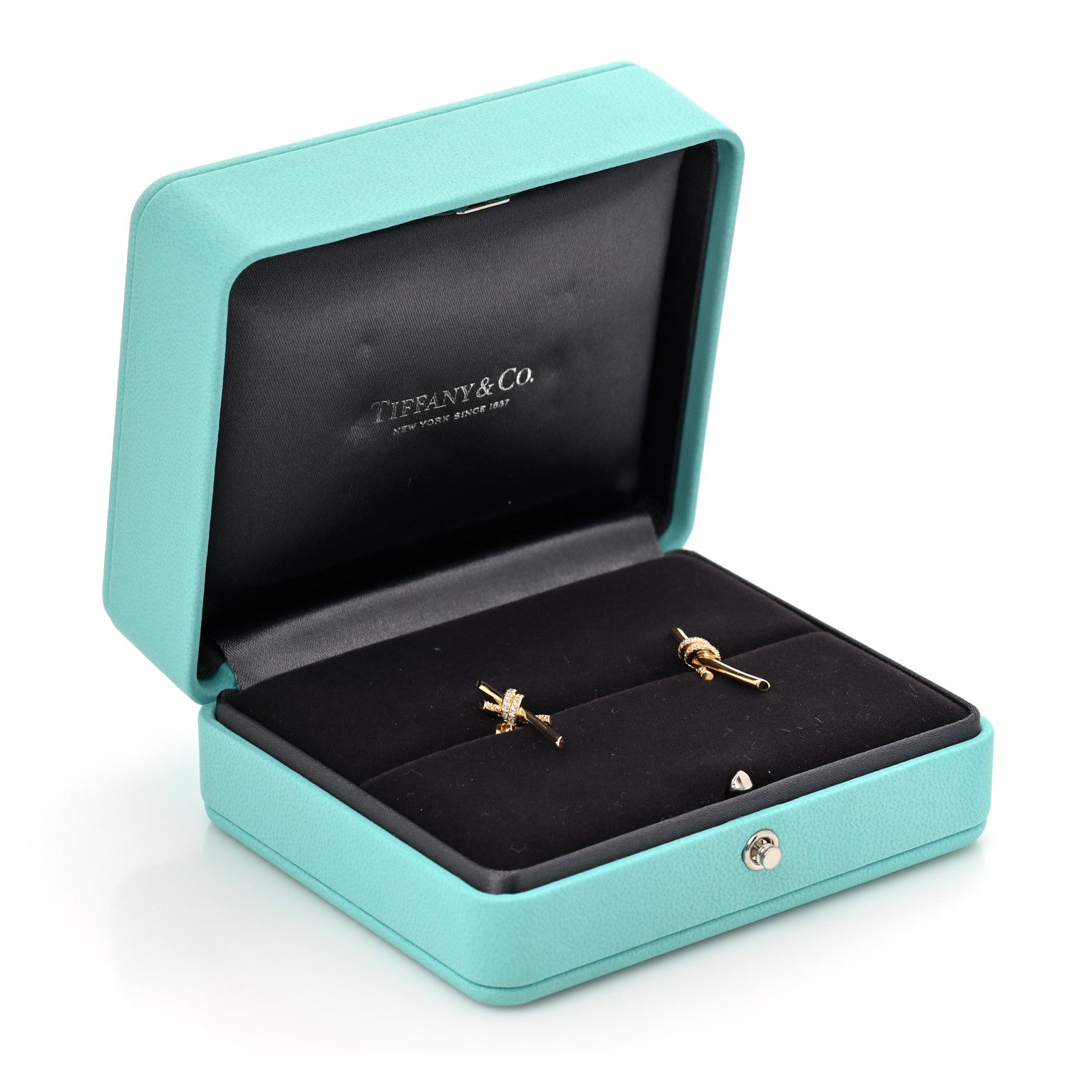 18K Yellow Gold Diamond Tiffany Knot Earrings — view 5