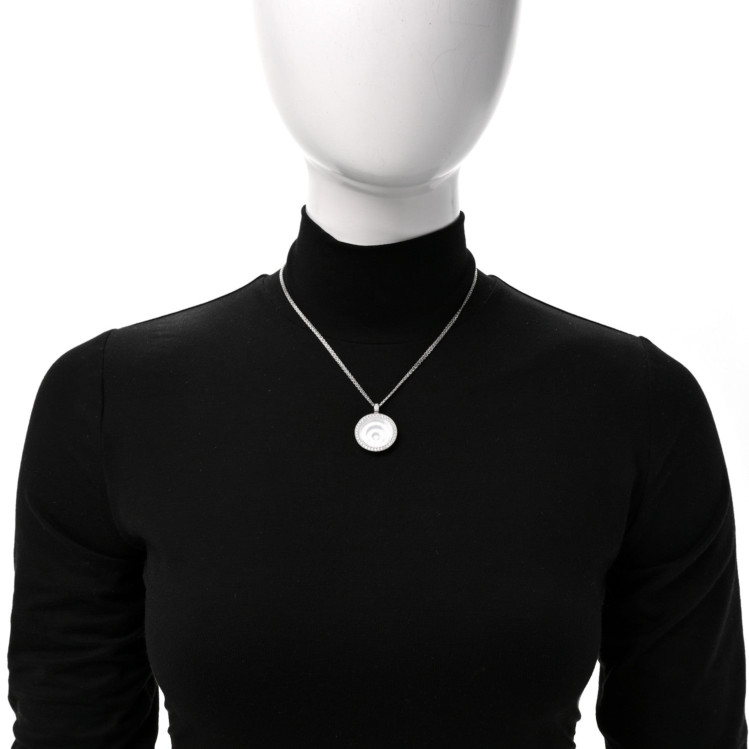 18K White Gold Diamond Happy Spirit Three-Ring Pendant Necklace — view 2