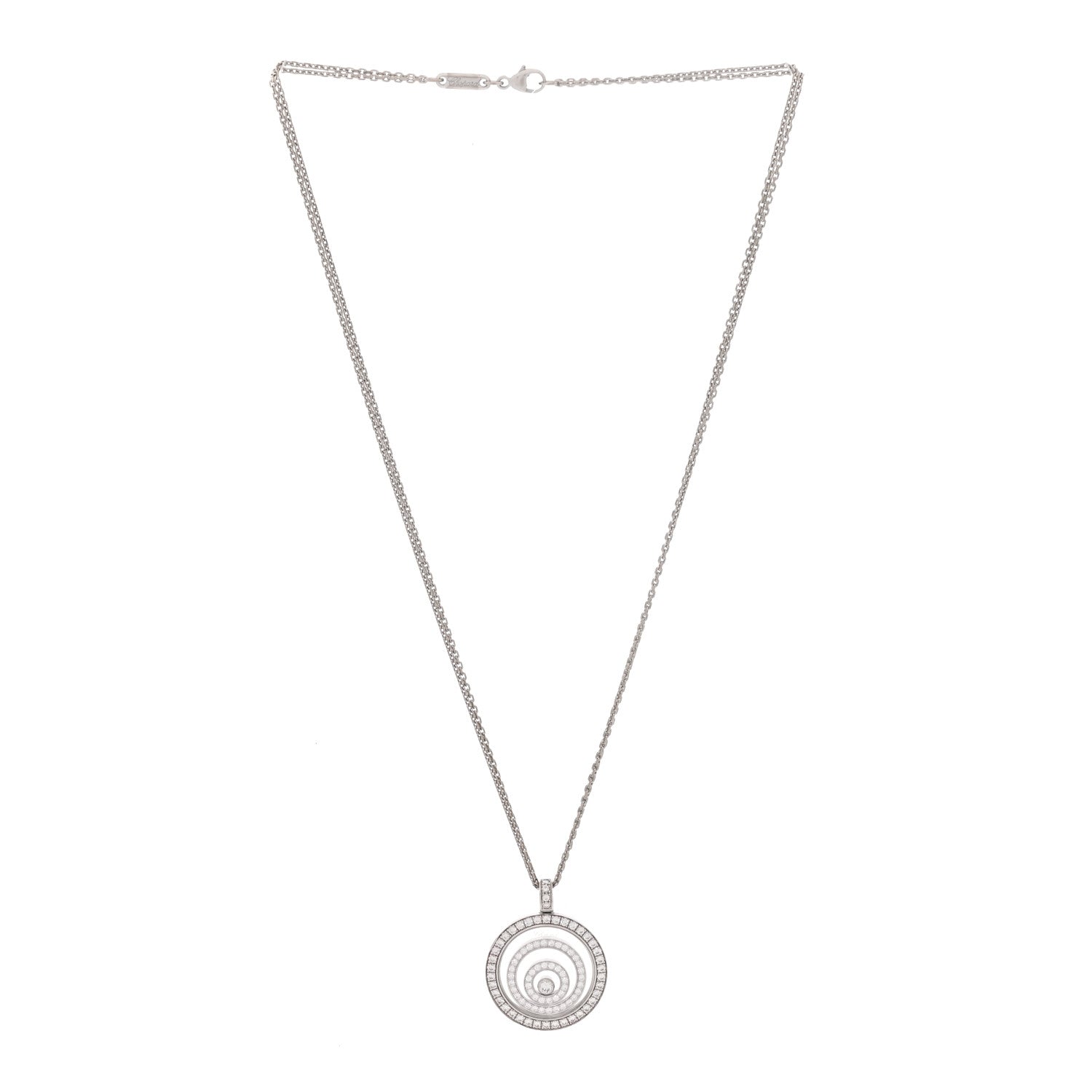 18K White Gold Diamond Happy Spirit Three-Ring Pendant Necklace — view 3