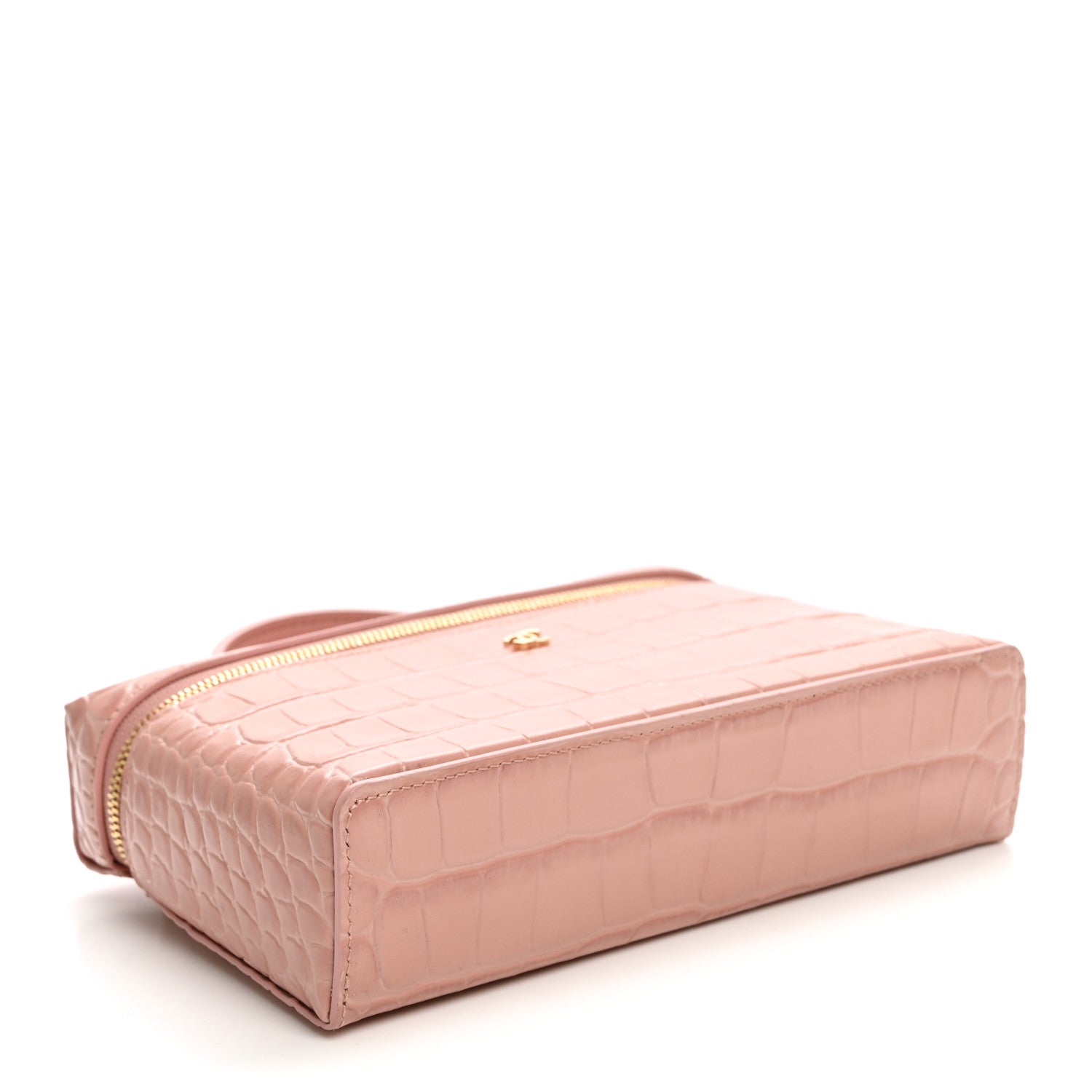 Calfskin Crocodile Embossed Crococo Exoticoco Vanity With Chain Light Pink — view 4