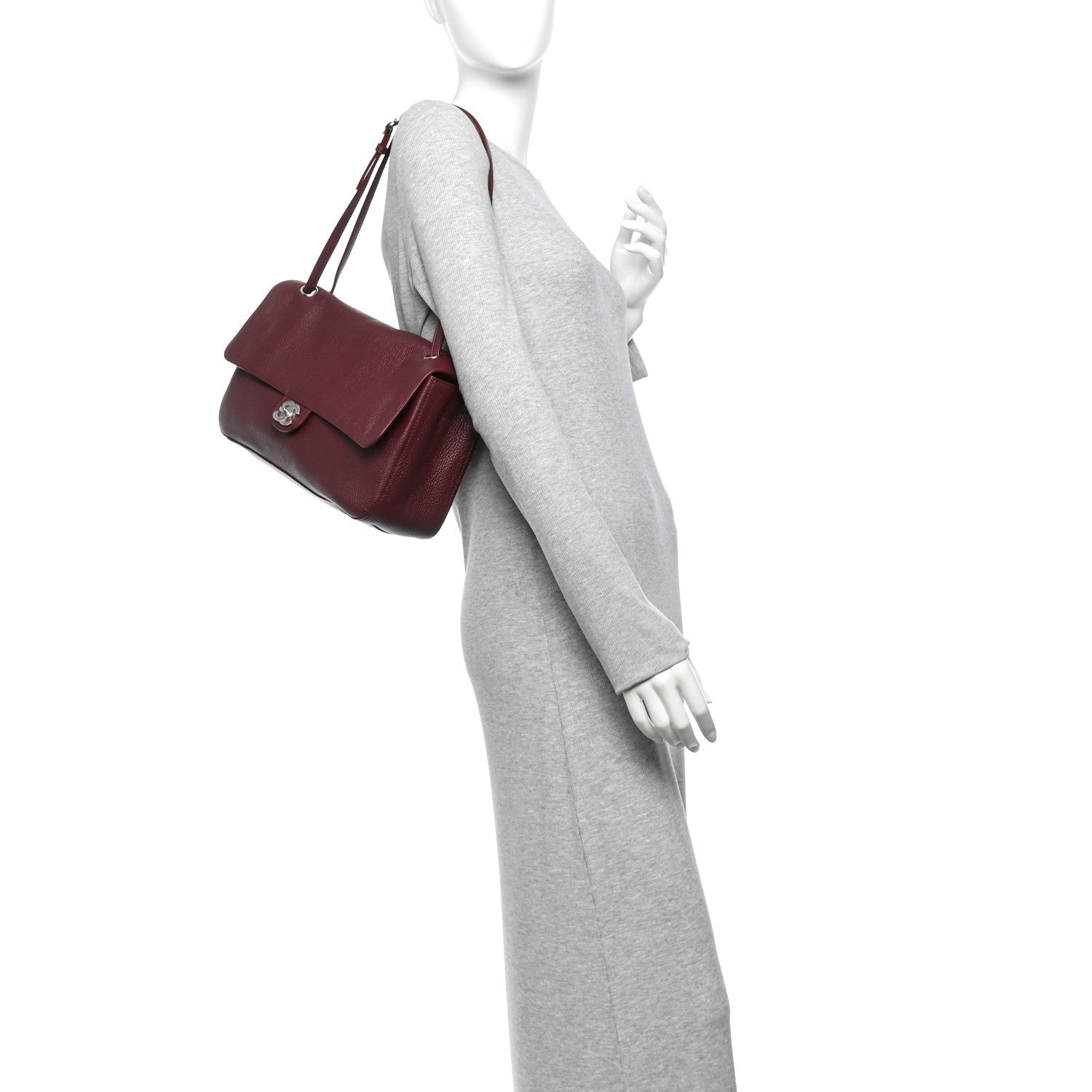 Grained Calfskin Small Souplissimo Maxi Flap Burgundy — view 2