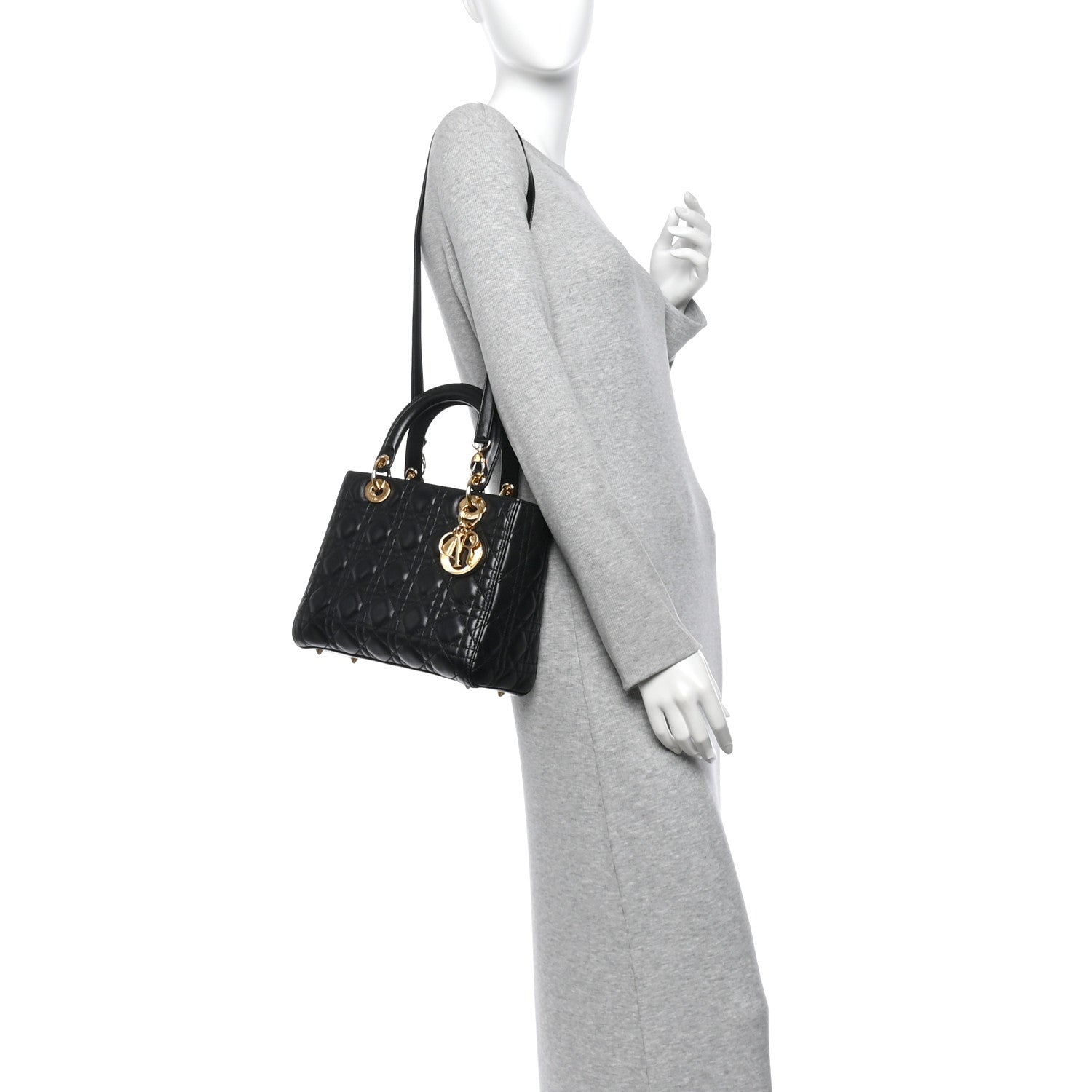 Lambskin Cannage Medium Lady Dior Black — view 2