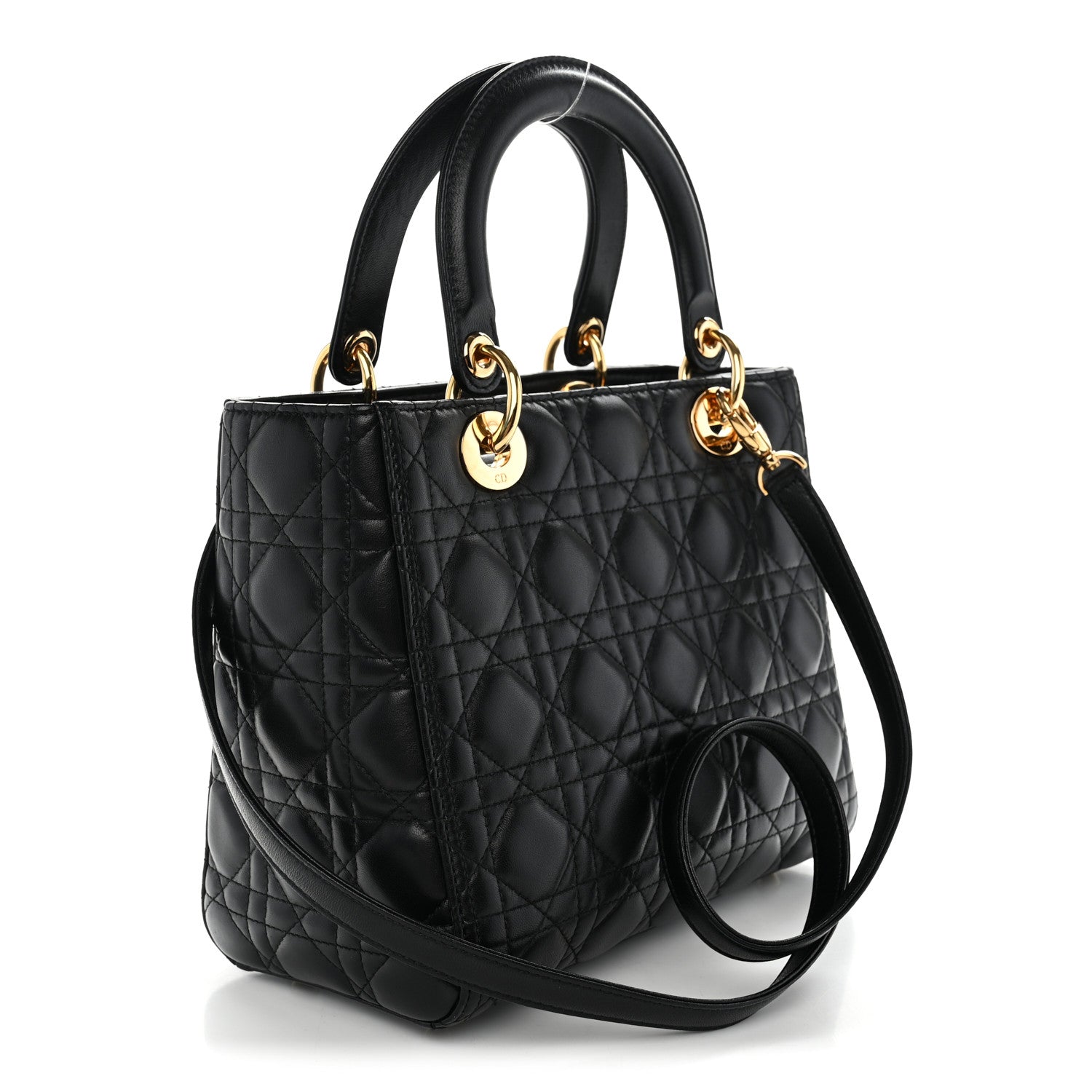 Lambskin Cannage Medium Lady Dior Black — view 3
