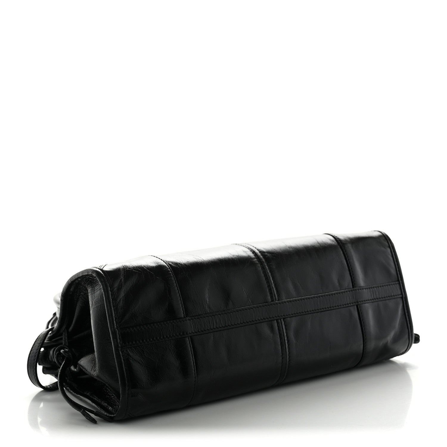 Glossy Calfskin Triangle Medium Bonnie Shoulder Bag Black — view 4