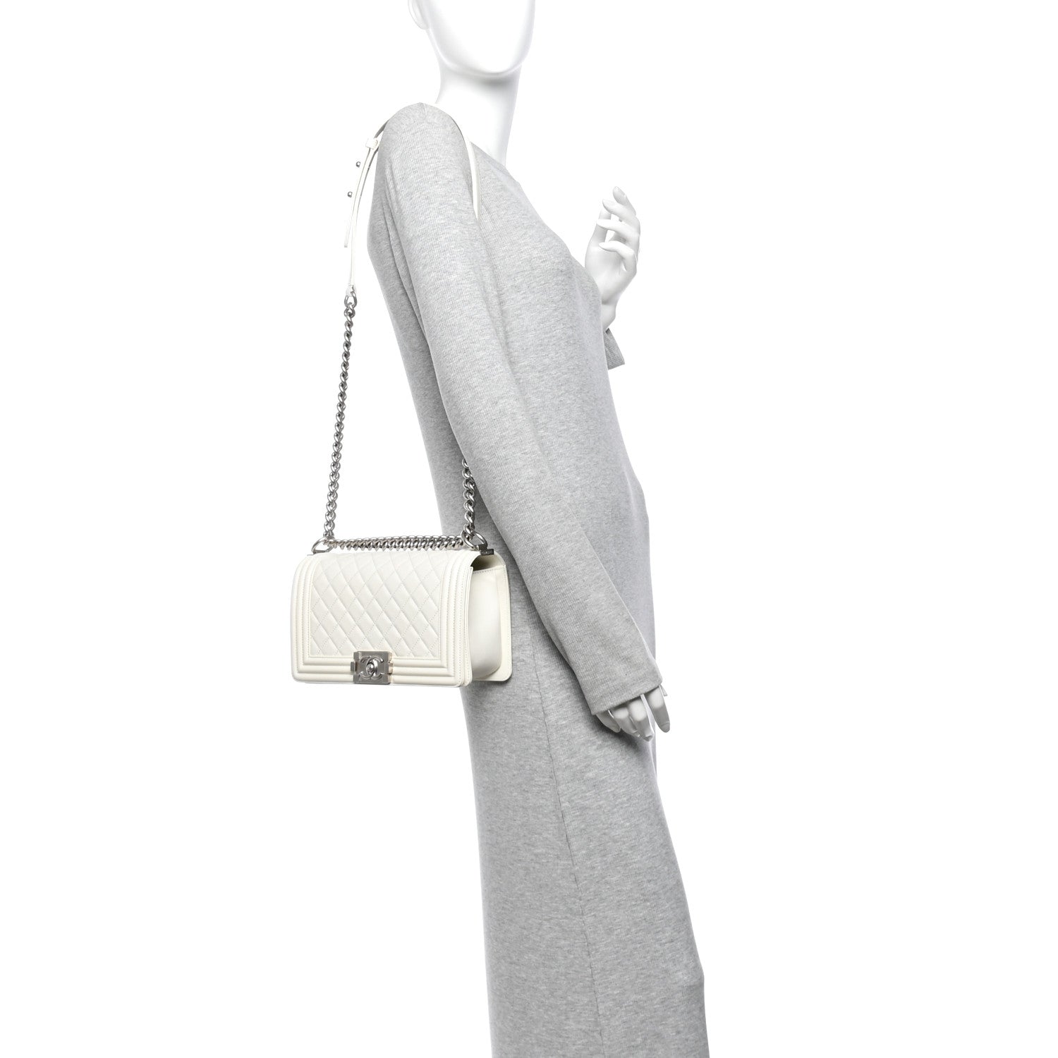 Lambskin Quilted Medium Boy Flap White — view 2