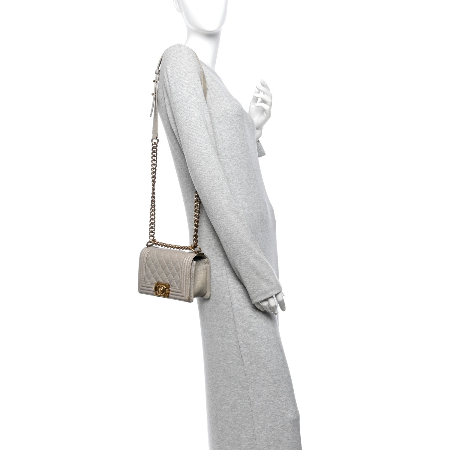 Caviar Quilted Small Boy Flap Grey — view 2