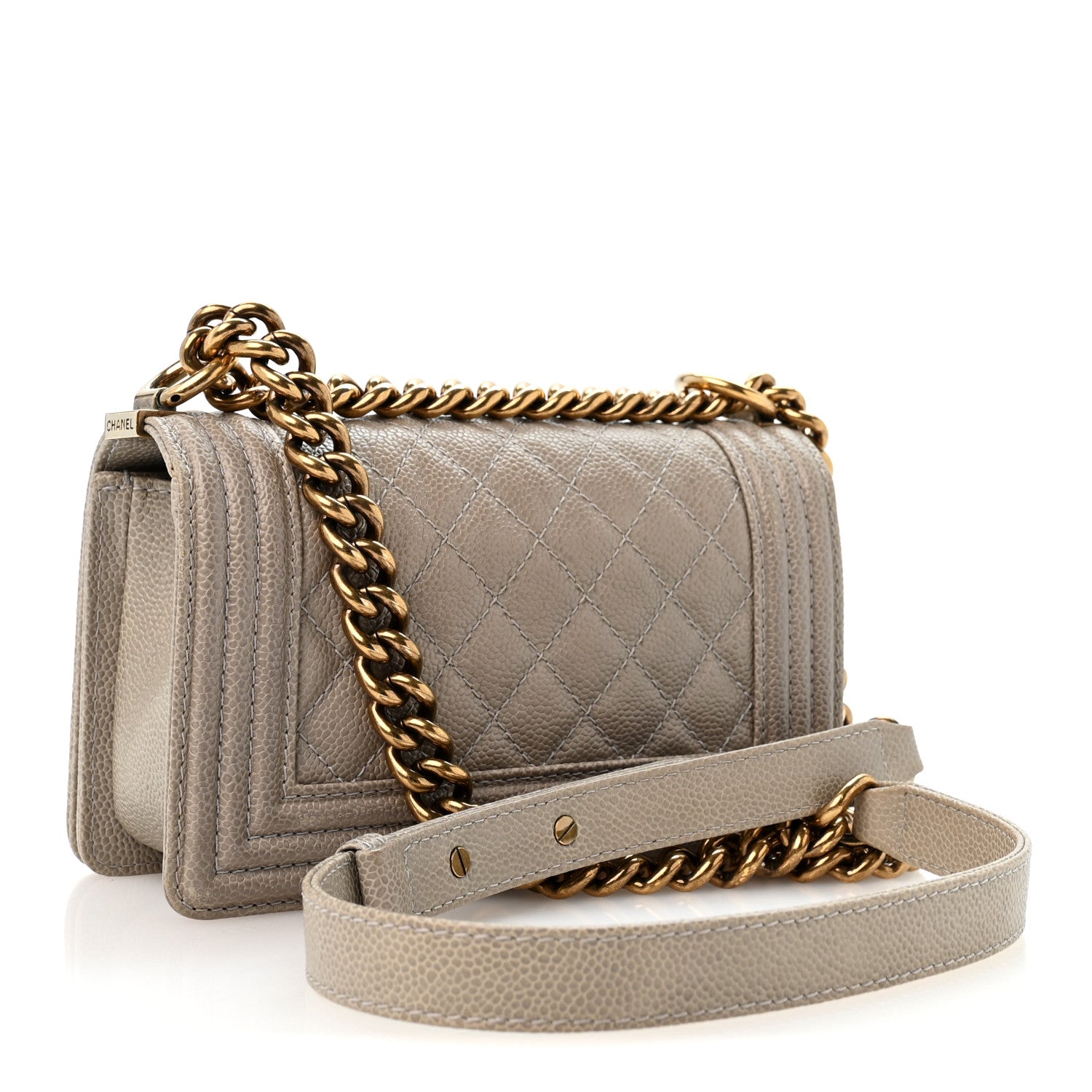 Caviar Quilted Small Boy Flap Grey — view 3