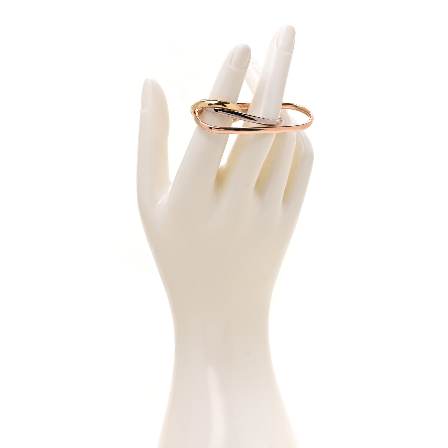 18K Pink Yellow White Gold Trinity for Chitose Abe of Sacai Two Finger Ring 53 54 55 — view 2