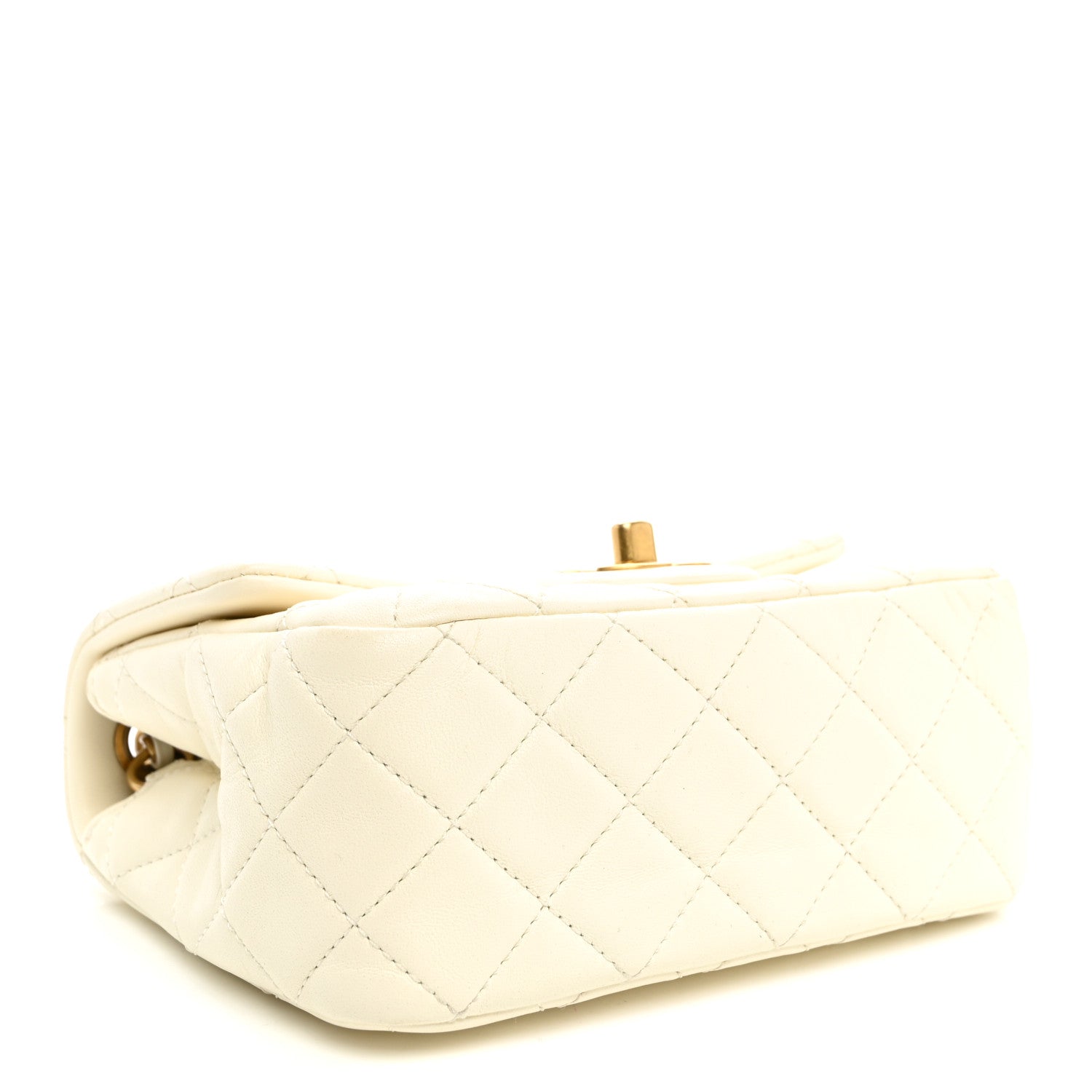 Lambskin Quilted Mini Pearl Crush Flap White — view 4