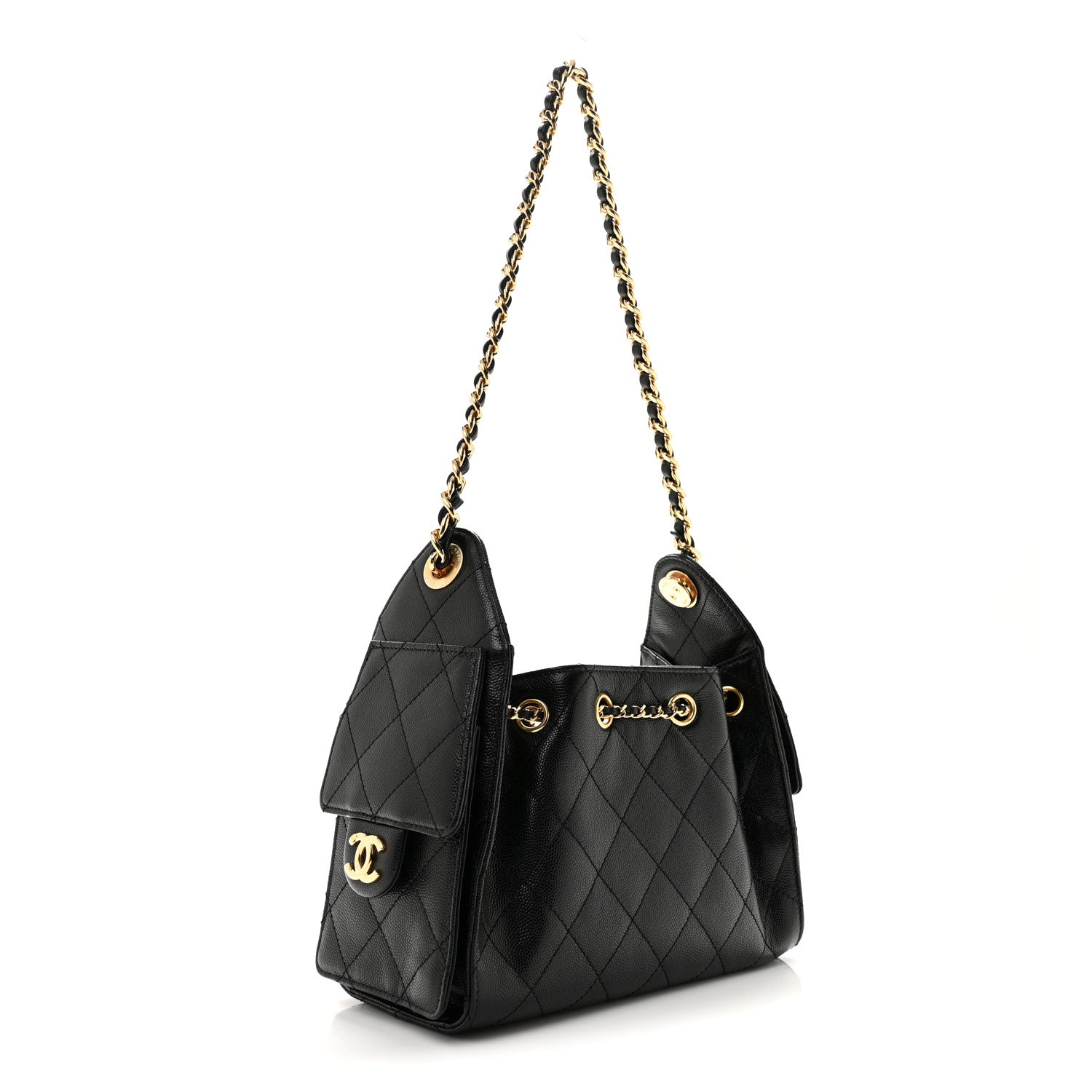 Caviar Quilted Mini Chanel 25 Handbag Black — view 3
