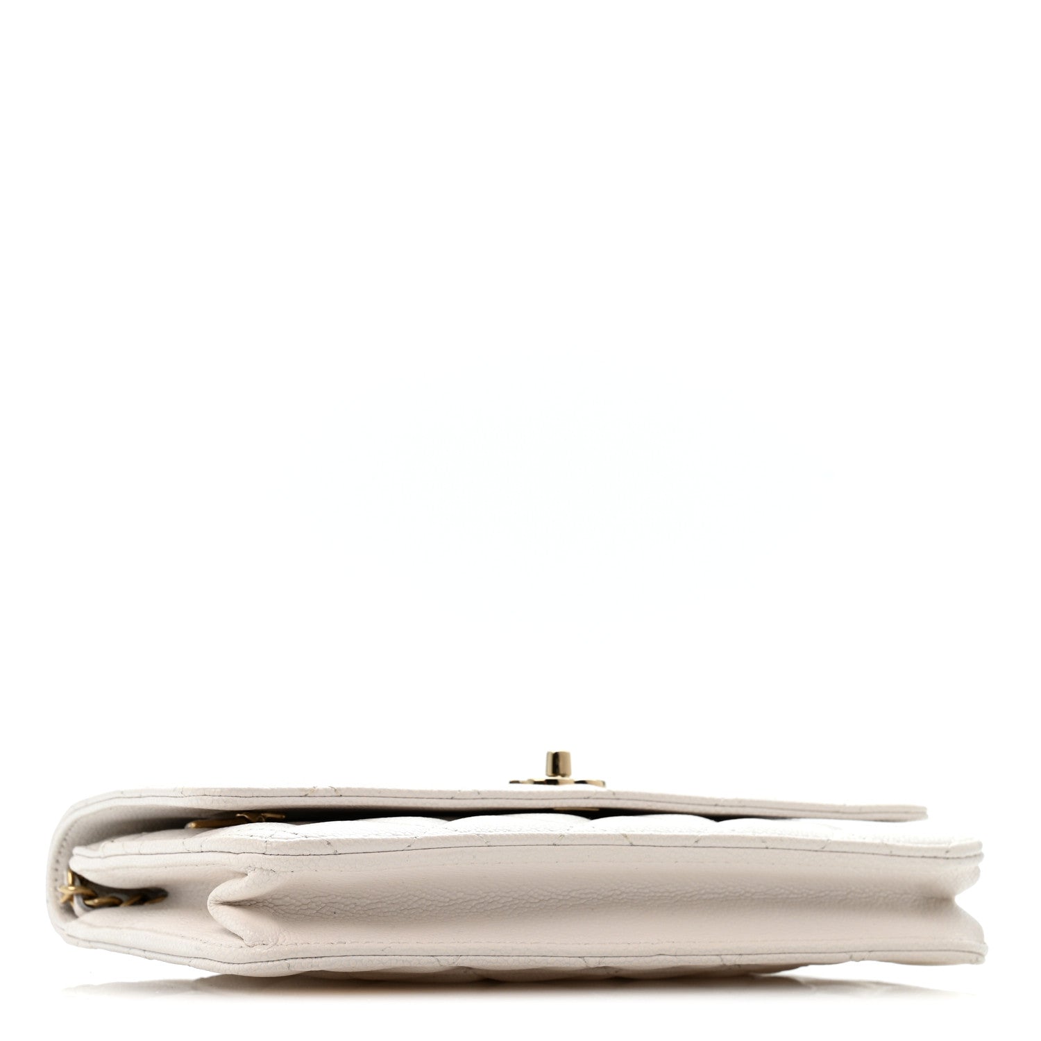 Caviar Quilted CC Turnlock Wallet On Chain WOC White — view 4