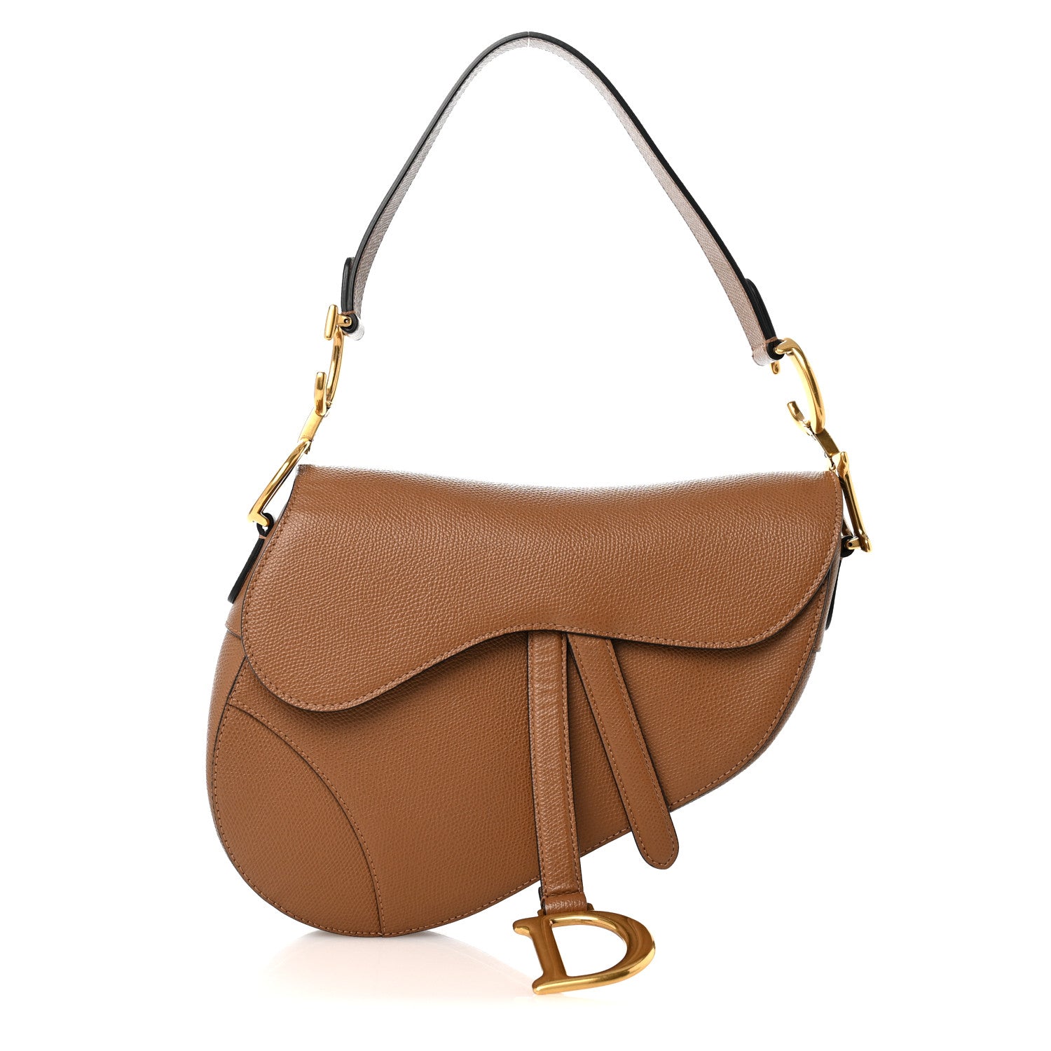 Grained Calfskin Saddle Bag Camello